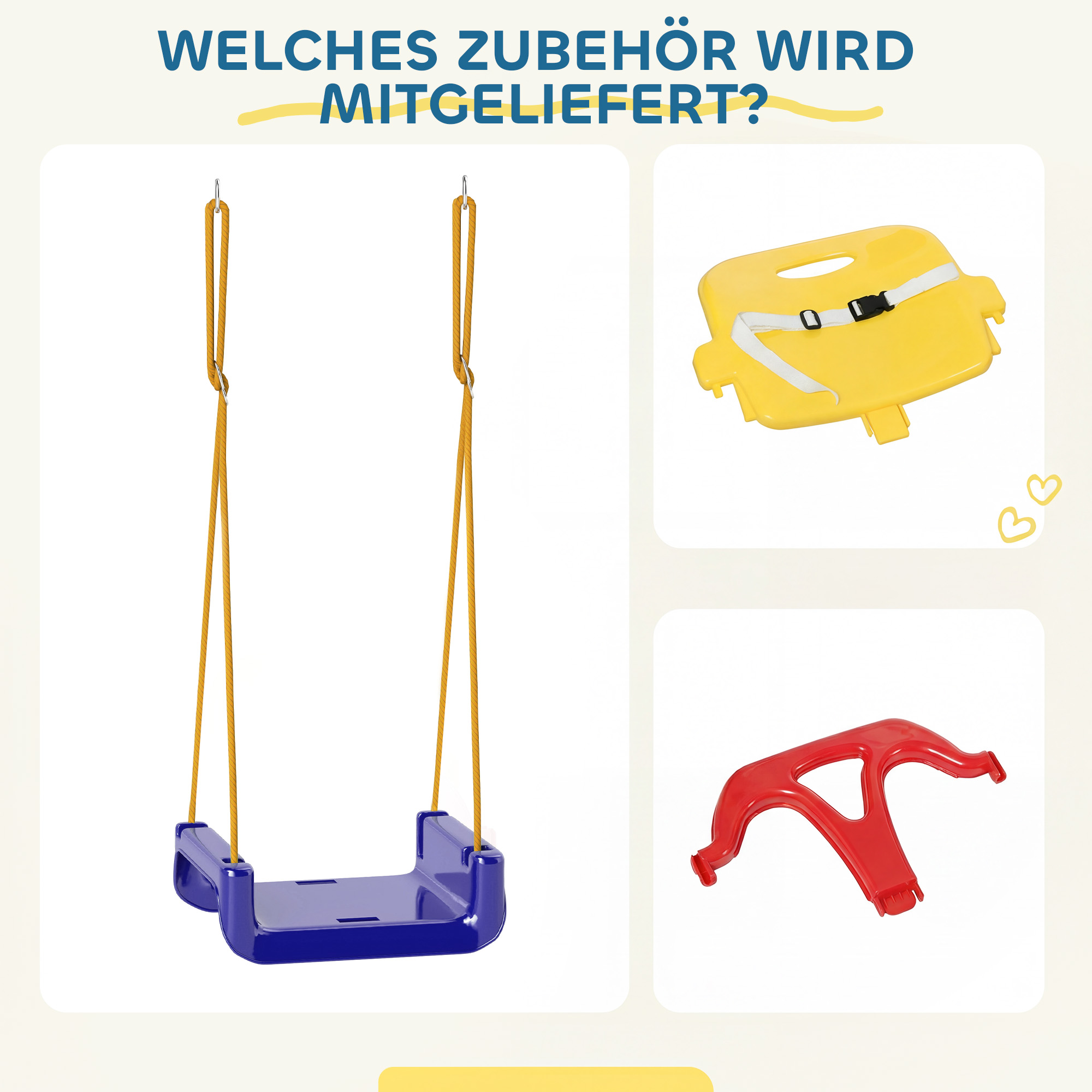 Babyschaukel 3 in 1 verstellbar Kinderschaukel mit Rückenlehne, Anschnallgurt, für Kinder von 9-36 Monaten, Dunkelblau