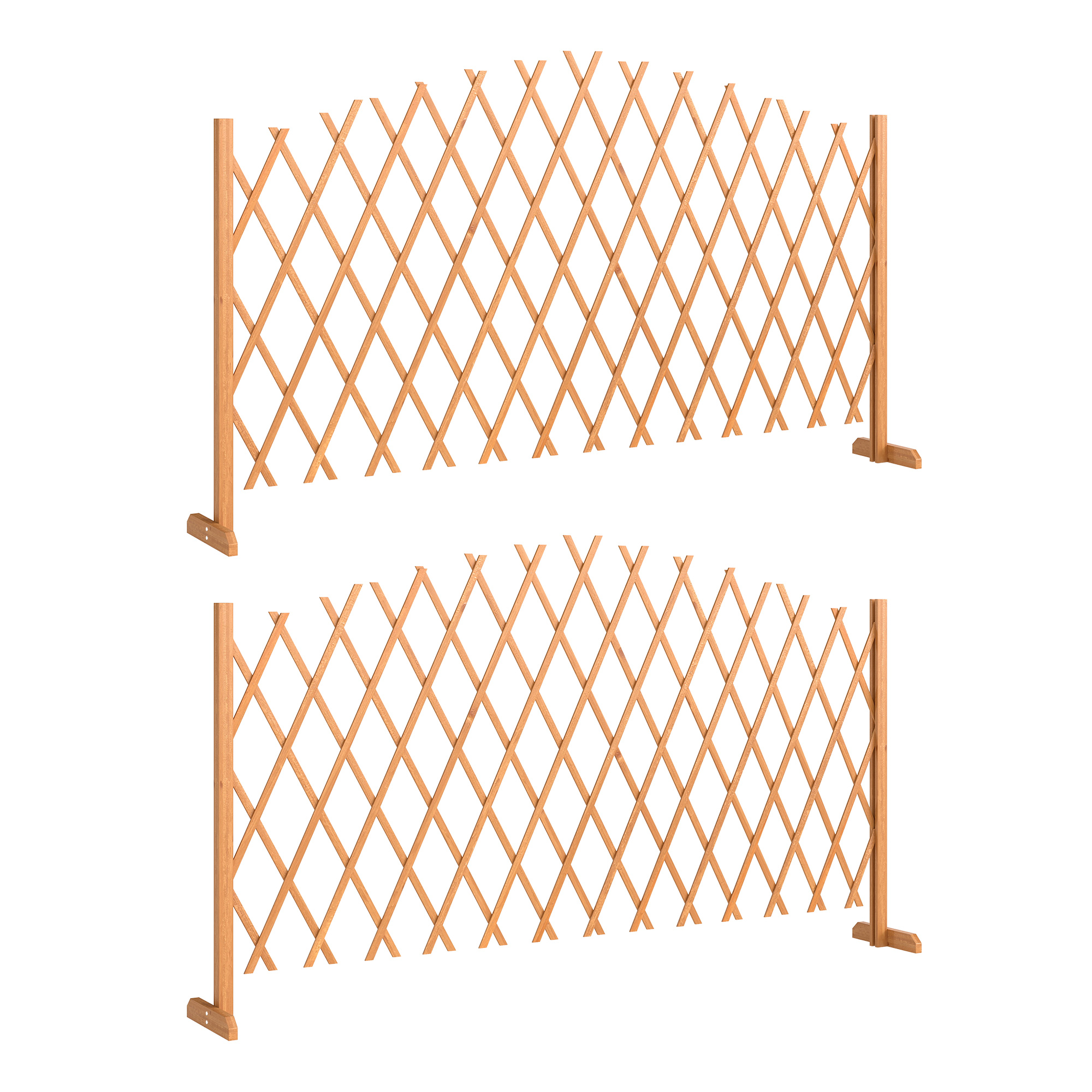 Absperrgitter 2er-Set Scherengitter ausziehbar freistehender Scherensperre mit Standfüßen 180 x 30 x 103 cm Braun