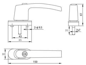 Abschließbarer Fenstergriff, weiß, 2 Schrauben, 2 Schlüssel