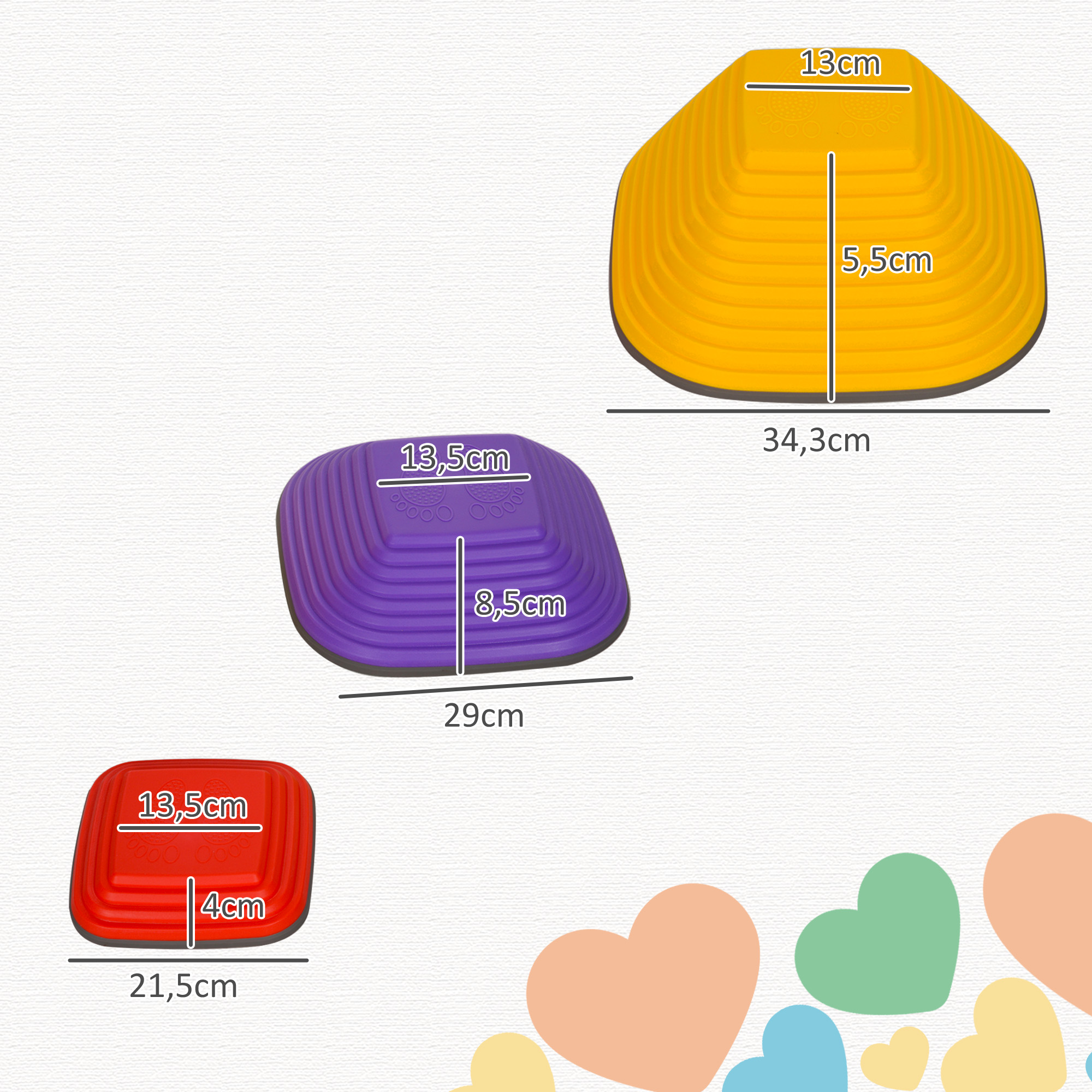 Balance-Trittsteine für Kinder, 6 Teile, Rutschfest, Hindernislauf-Steine, für Motorik-Förderung, Kunststoff, Bunt