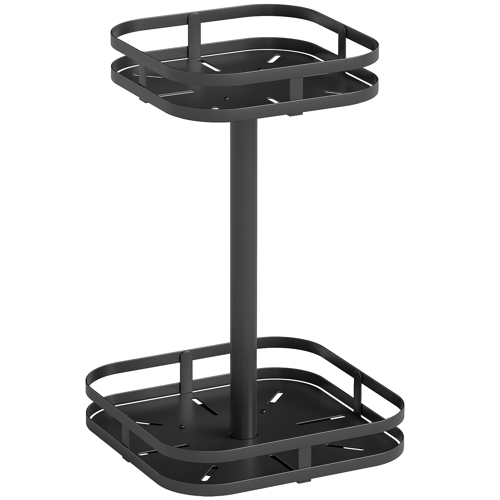 drehbares Gewürzregal, 2-stufiges Design, Saugfüße, Metall, Schwarz