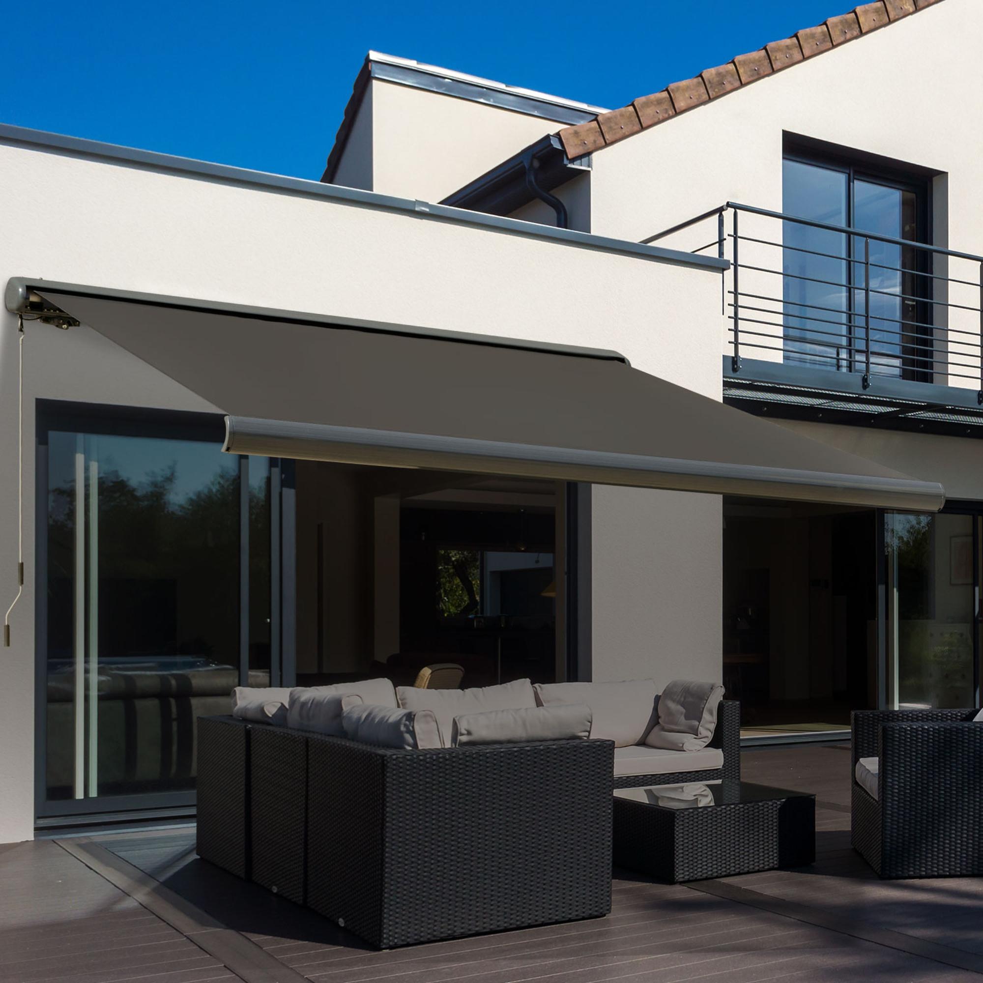 Elektromarkise, mit Fernsteuerung, inkl, Bausatz für Montage, Metallrahmen, dunkelgrau, 3 x 2,5 m