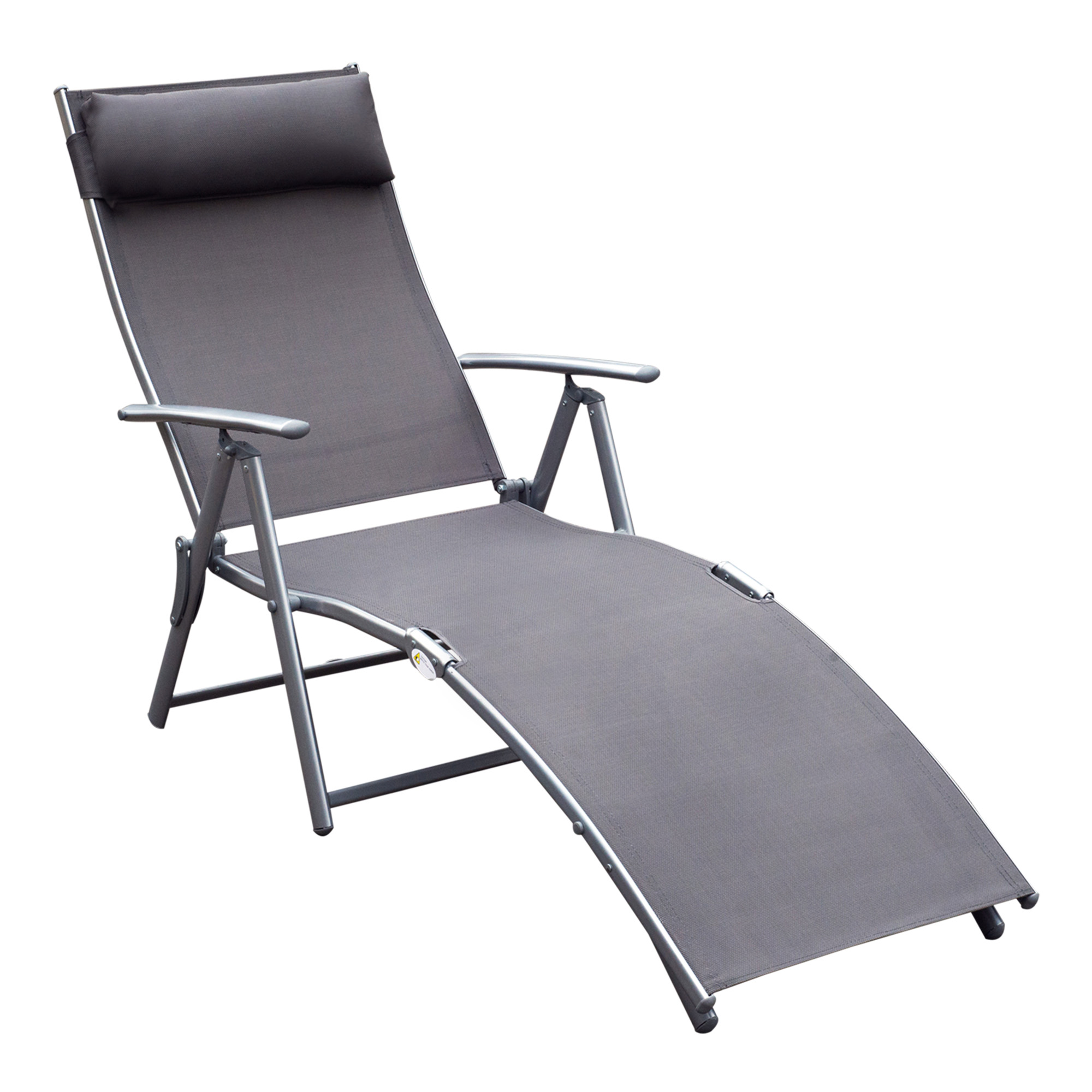 Sonnenliege klappbar Strandliege mit Kissen Liegestuhl mit 7-Fach verstellbare Rückenlehne Gartenliege Relaxliege Gartenstuhl bis 165 kg belastbar, für Garten Urlaub Outdoor Strand Pool, Grau