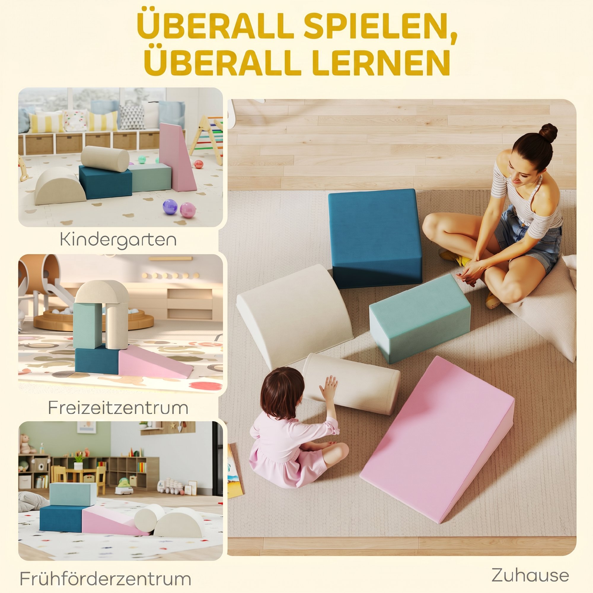 Kletterspielzeug für Kleinkinder mit abnehmbarem Bezug, Indoor-Spielset zum Krabbeln und Rutschen