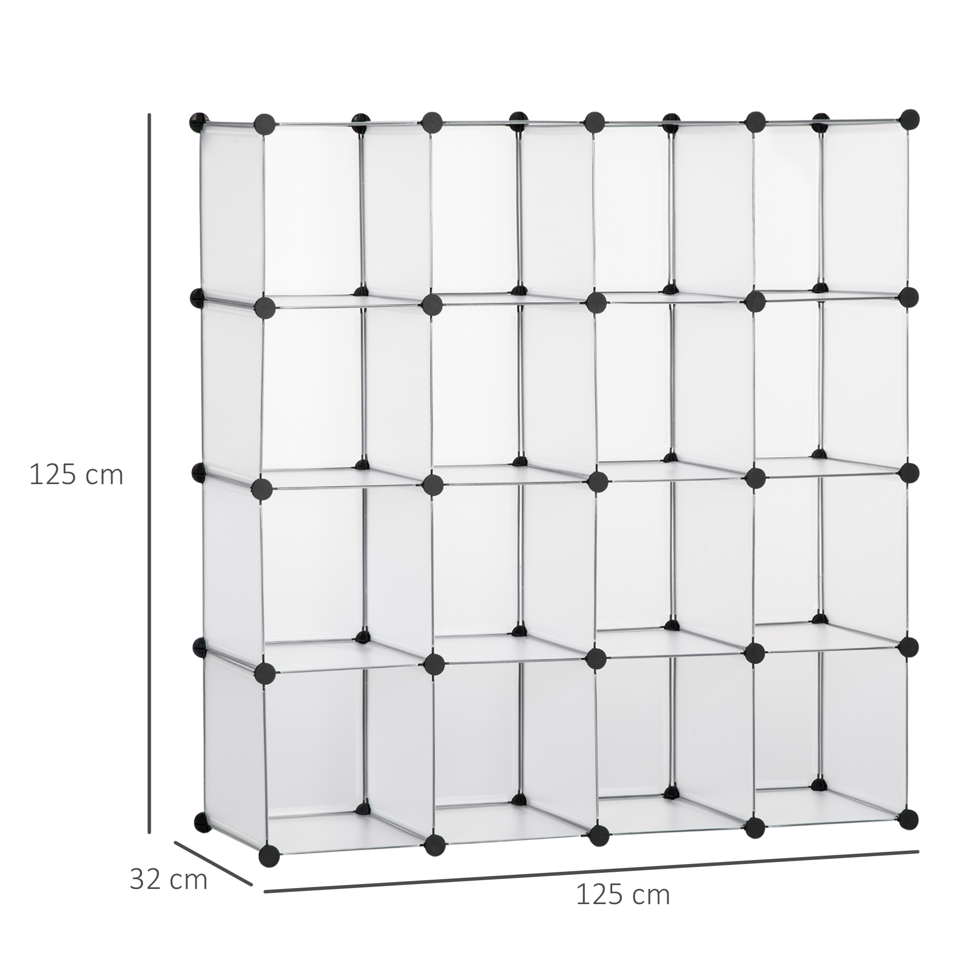 Modulares Regalsystem mit 16 separaten Boxen, Steckregal, DIY, Schwarz + Weiß