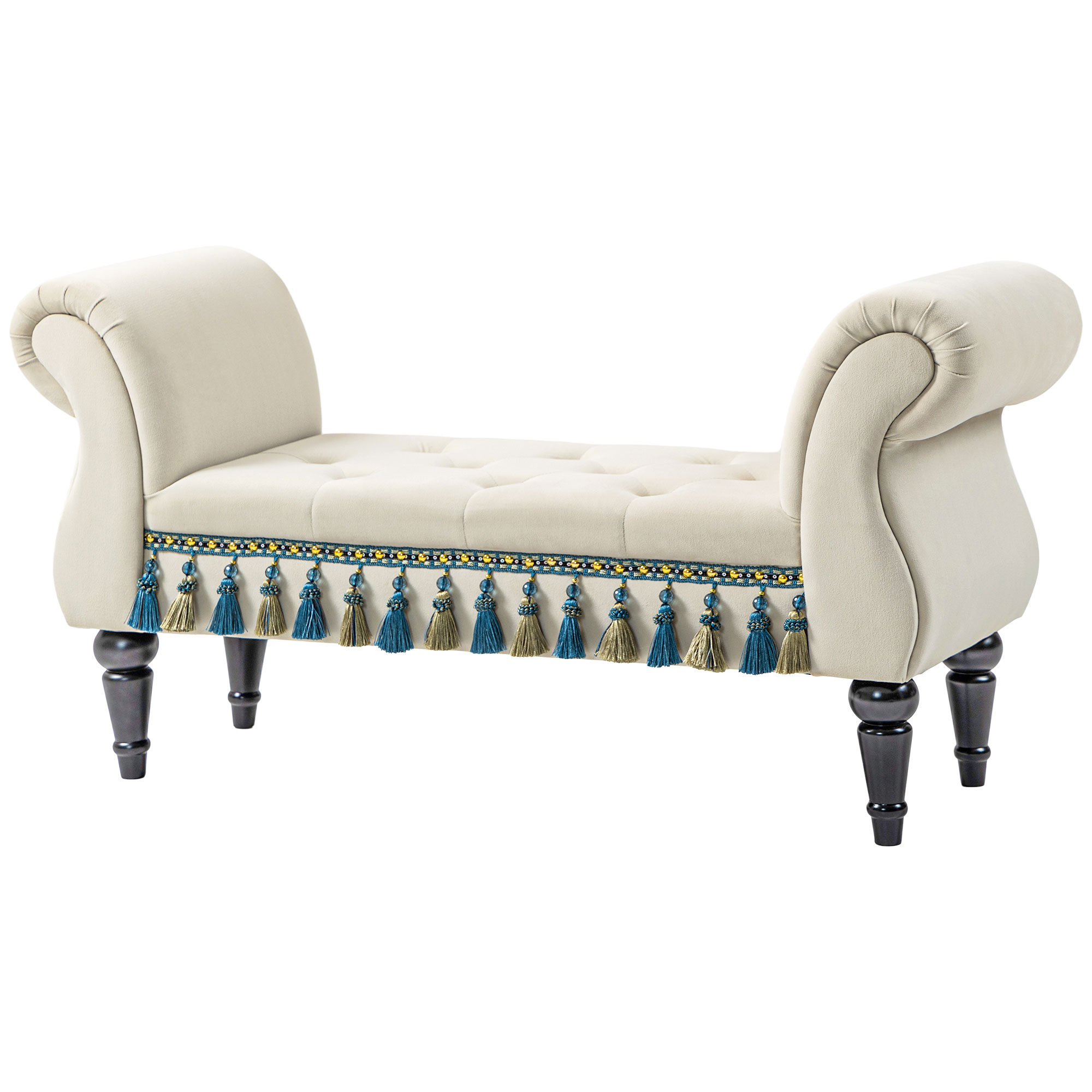 Polsterbank, Sitzbank, Vintage-Design, bis 150 kg, 117x40x58 cm, Beige Polsterbank, Sitzbank, Vintage-Design, bis 150 kg, 117x40x58 cm, Beige