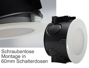 LED-Einbauleuchte "EBL-HV65w", weiß / 230V, 2W, 2900K, 230lm, warmweiß
