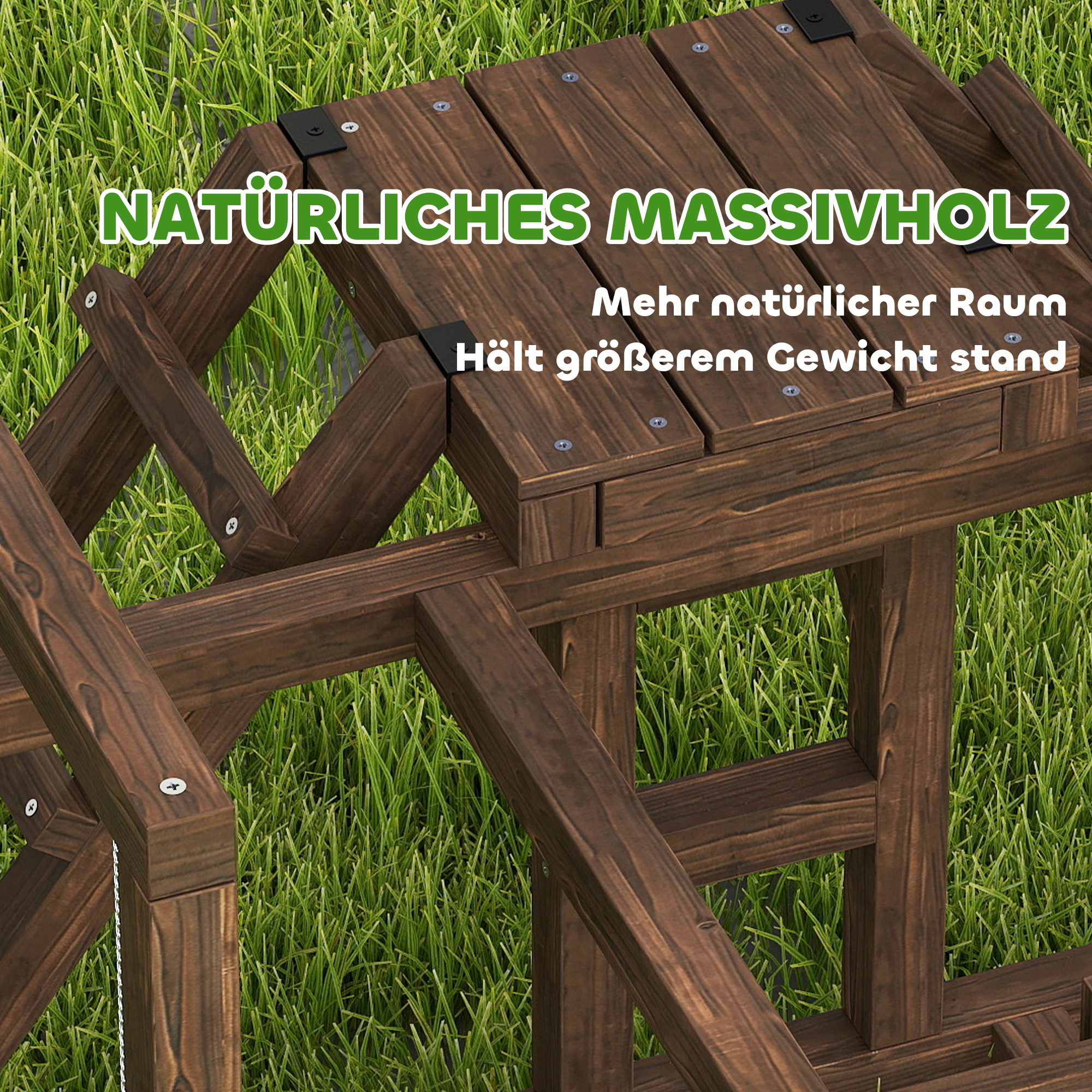 Hühnergestell, Sitzstangen, Rampen, Schaukeln, für 2-3 Hühner, Holz, Braun