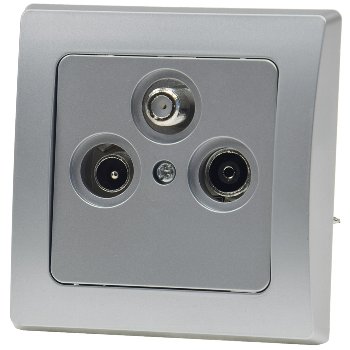 DELPHI Antennendose TV+Radio+Sat, inkl. Rahmen, UP, silber