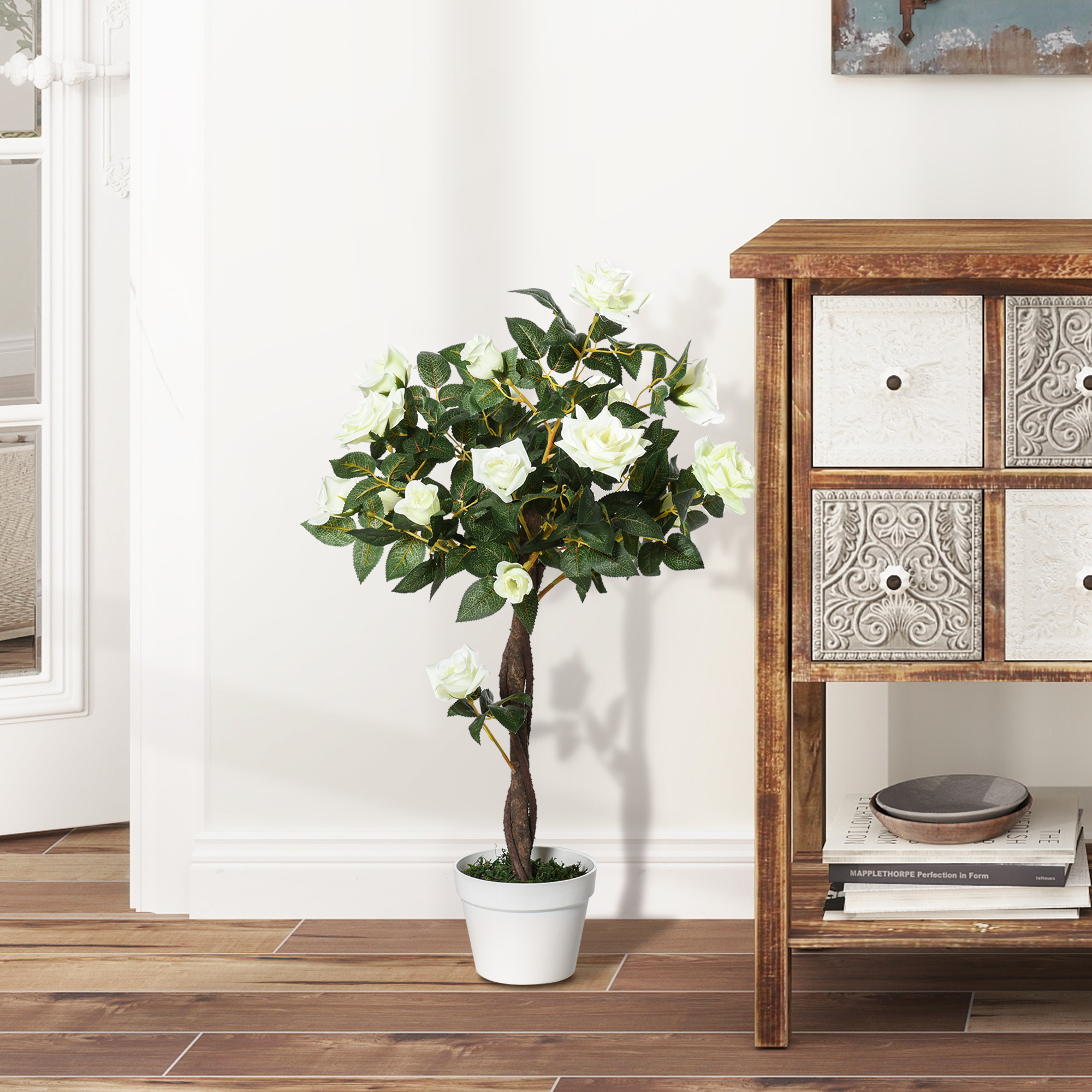 Kunstbaum, Künstliche Pflanze im Zementtopf, Kunstpflanze