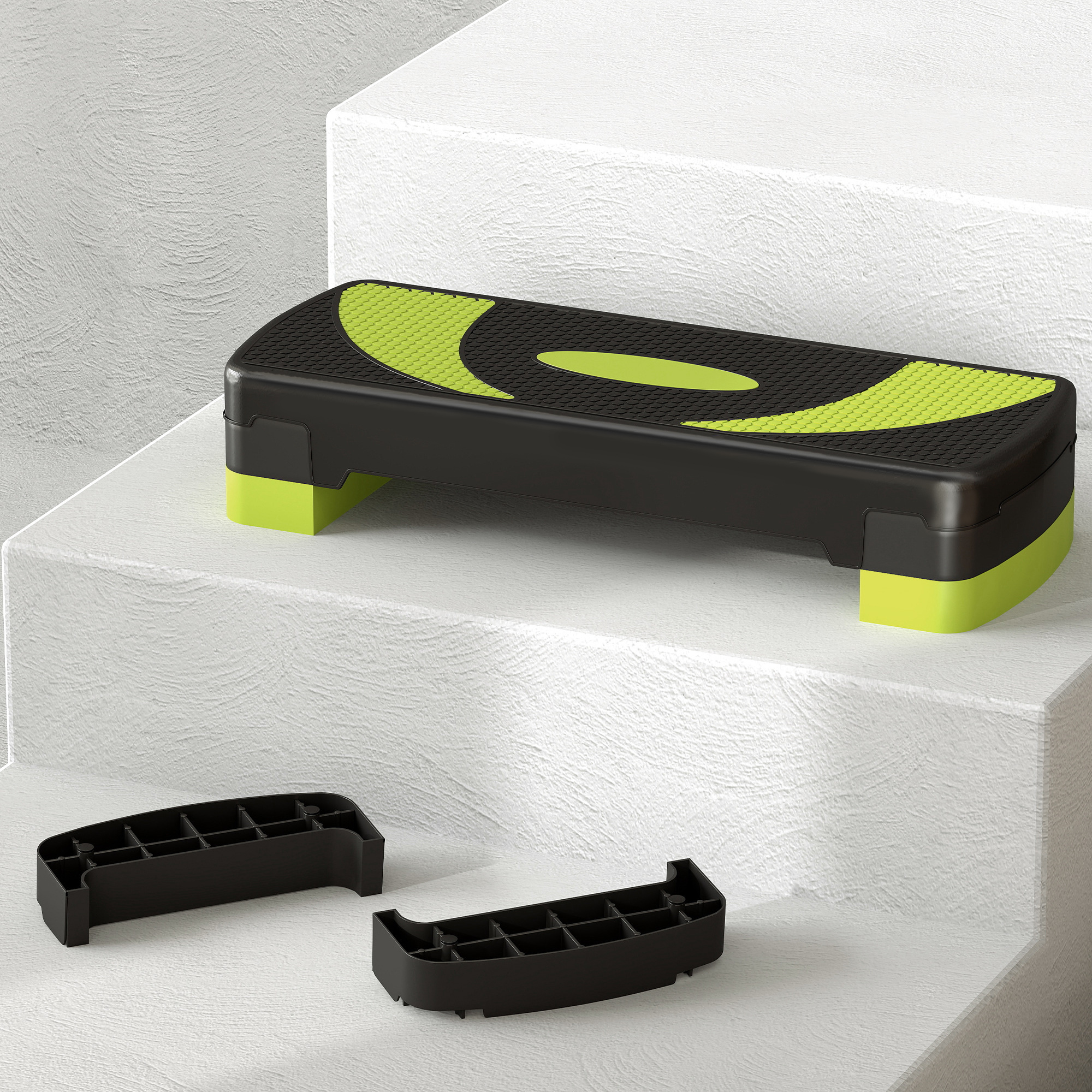 Aerobic-Stepper, höhenverstellbar, für Indoor und Outdoor, Belastbarkeit bis 150 kg, 80 x 31 x 10-20 cm, Grün