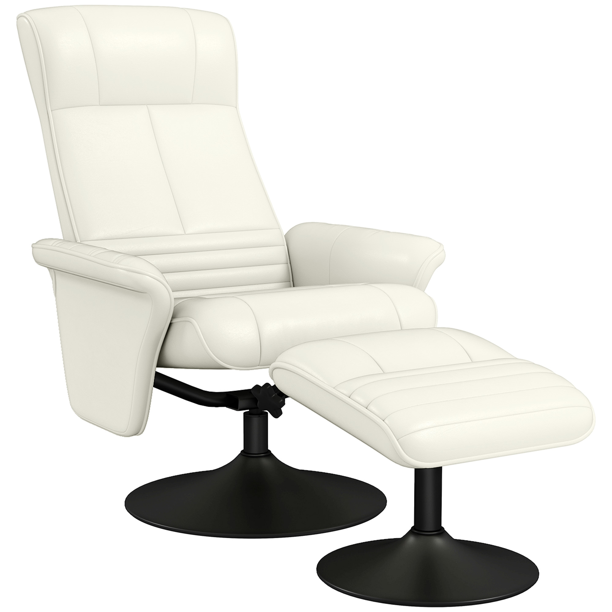 Relaxsessel, Fernsehsessel mit Hocker, drehbar, ergonomisch, Mikrofasertuchoptik, bis 150 kg, Cremeweiß