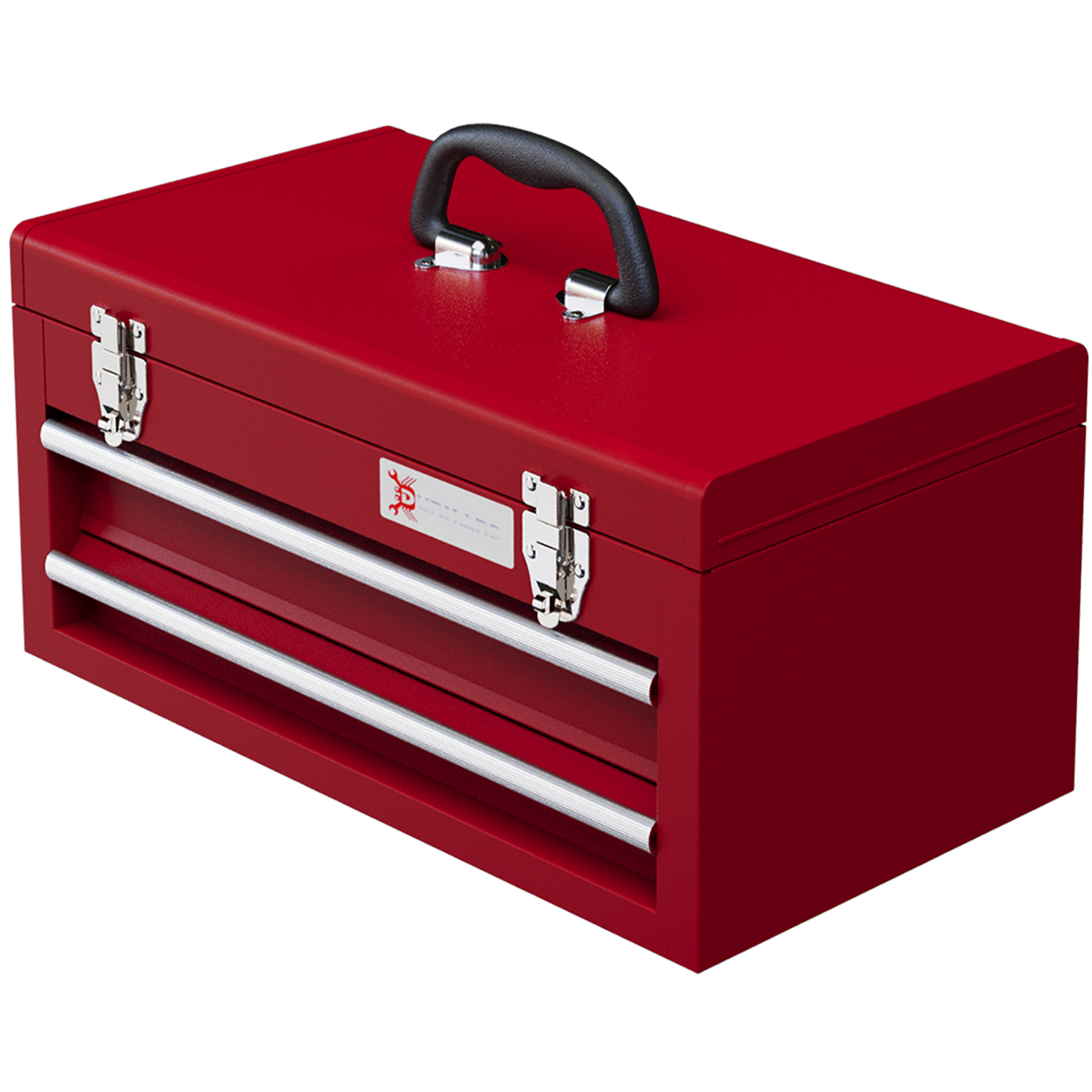 Werkzeugkiste mit 2 Schubladen, oberes Staufach, Stahlverschlüsse, Tragegriff, 46x24x22 cm, Rot Werkzeugkiste mit 2 Schubladen, oberes Staufach, Stahlverschlüsse, Tragegriff, 46x24x22 cm, Rot