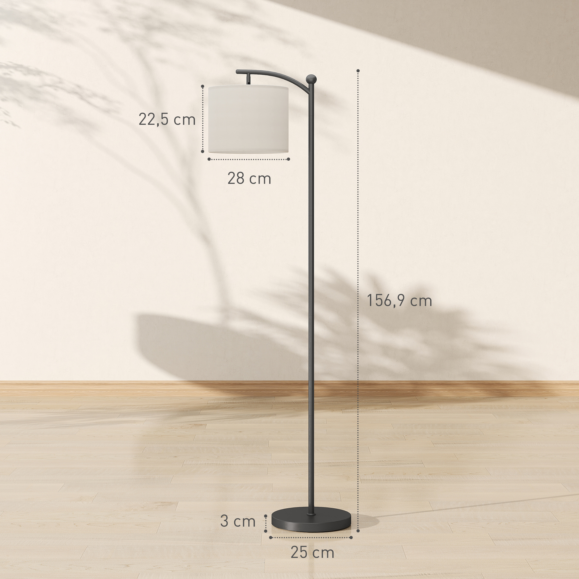 Stehlampe, verstellbare Lichtoptionen, Fußschalter, Fernbedienung, Metall, Schwarz
