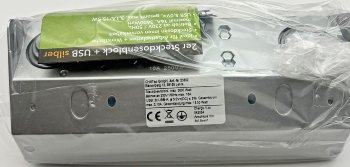 2-fach Steckdosenblock + 2x USB, silber / 250V~/ 16A, Aufbaumontage, USB 3,1A