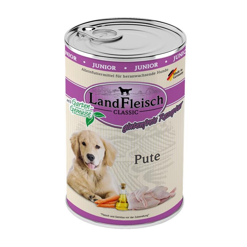 Landfleisch Dog Classic Junior Pute mit Gartengemüse - 400g Landfleisch Dog Classic Junior Pute mit Gartengemüse - 400g