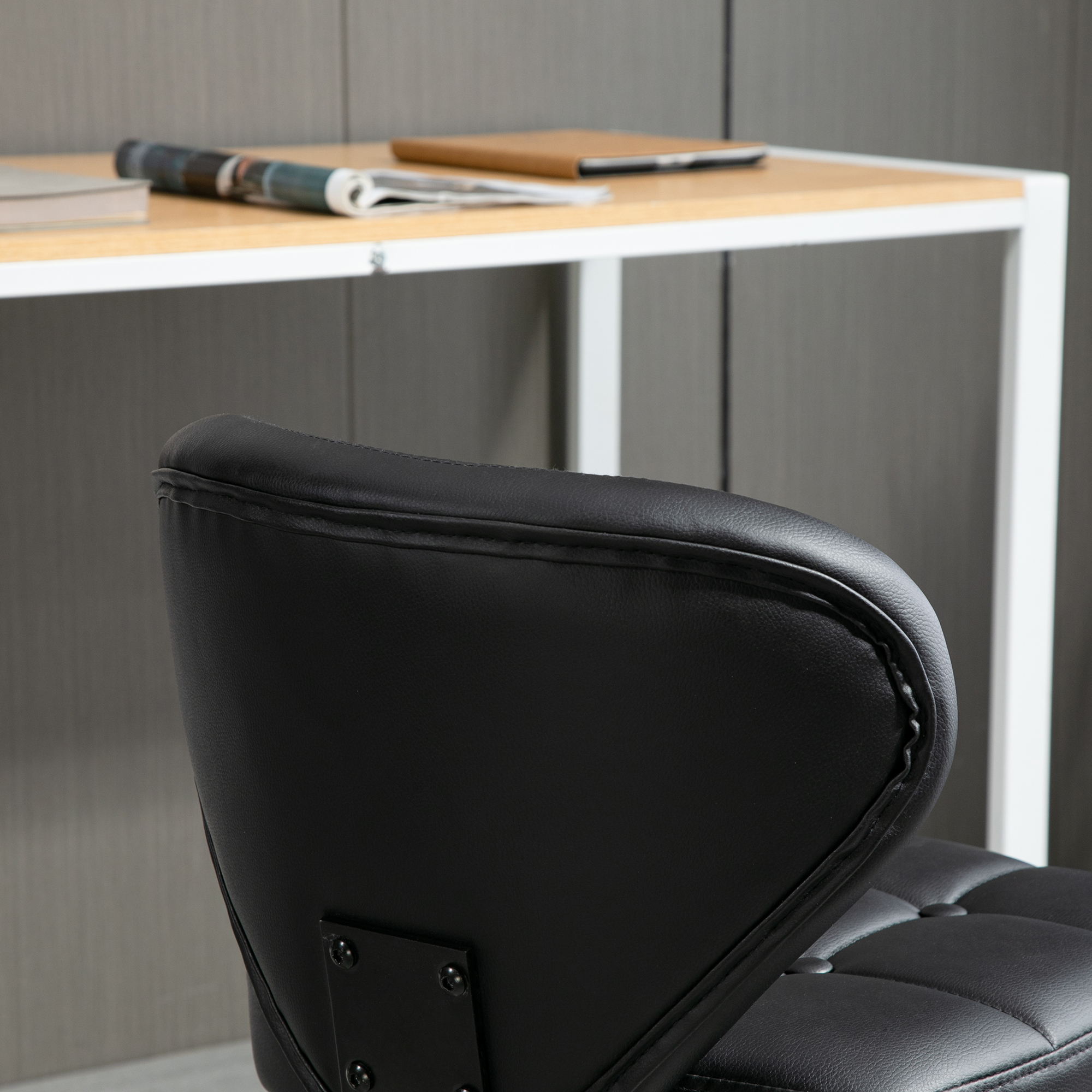 2er-Set Arbeitshocker mit Rückenlehne Rollhocker aus Kunstleder Drehhocker mit Lehne Kosmetikhocker Rollhocker Bürohocker 72-87 cm höhenverstellbar Büro Dunkelgrau 45 x 47 x 72-87 cm