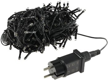 LED Aussen-Lichterkette "CT-ALK200" 20m / warmweiß, Kabel schwarz, IP44, 200 LEDs