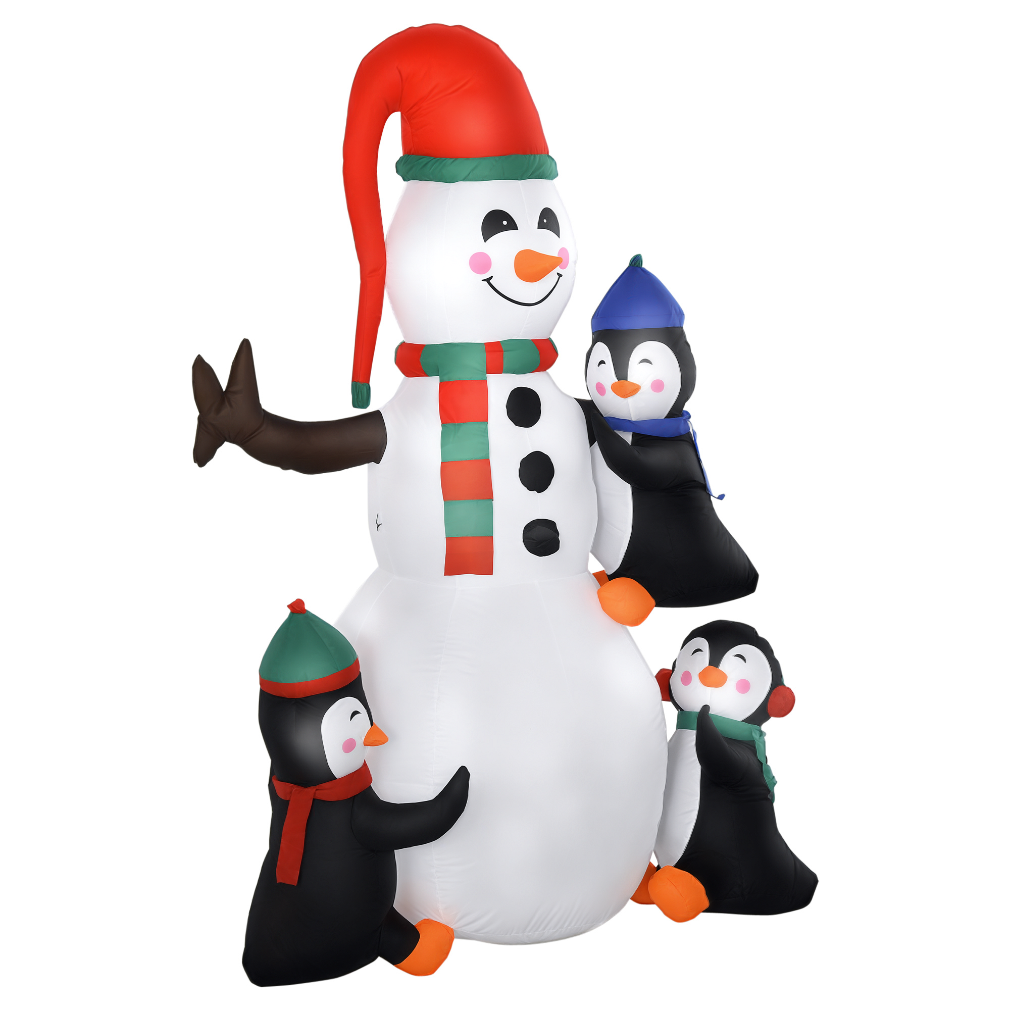 Schneemann Outdoor-Weihnachtsdekoration, inkl. Gebläse, bunte LED´s, selbstaufblasend 1,4 m, Mehrfarbig