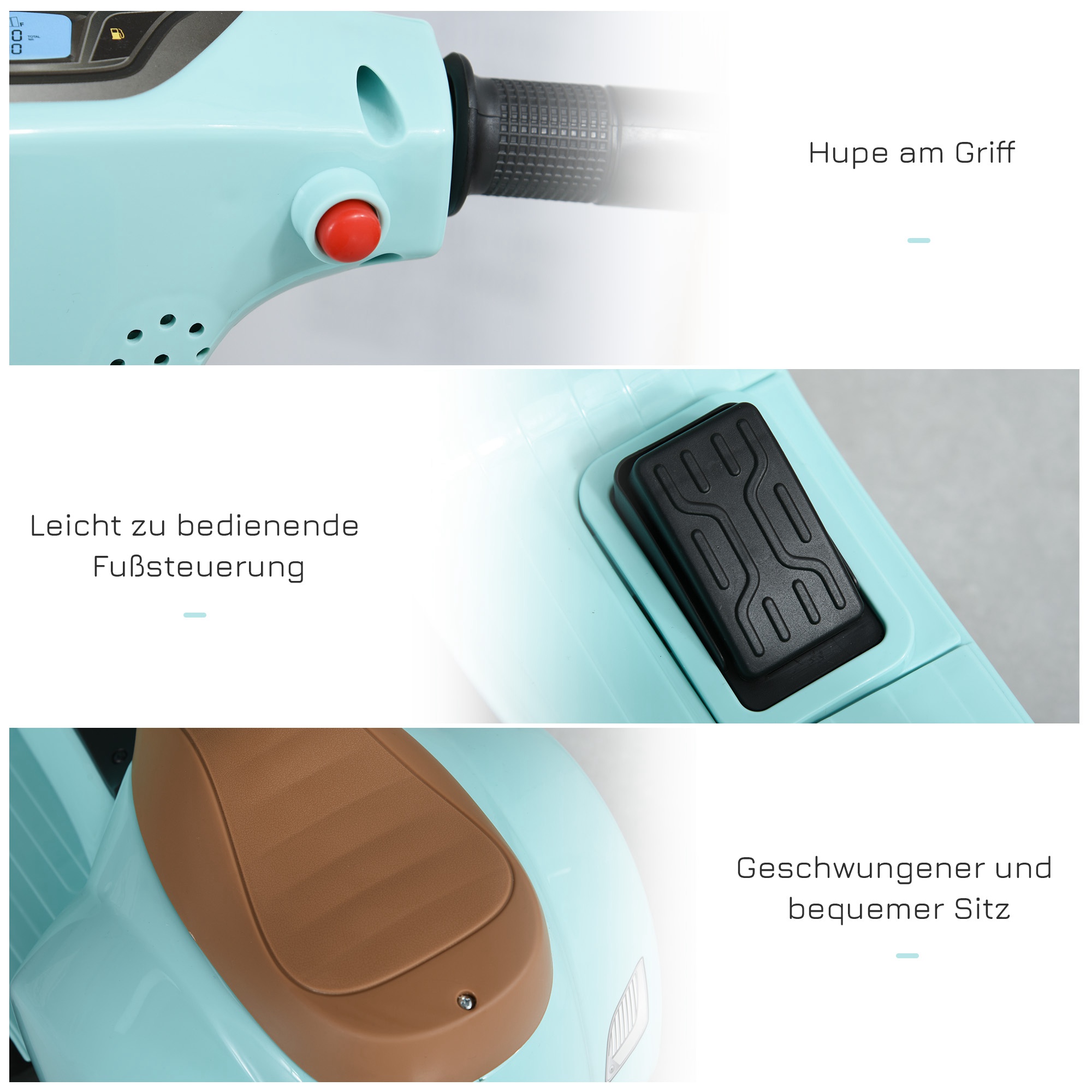 Elektro Kindermotorrad Vespa Elektromotorrad mit LED-Licht, Sound, Kinder Elektro Motorrad für Kinder von 18-36 Monate Grün