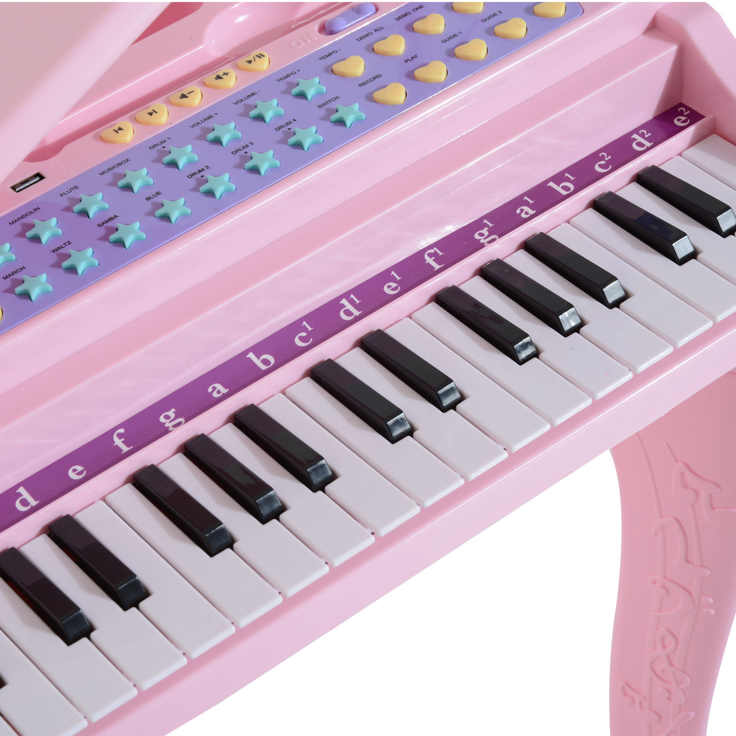 Keyboard Kinder mit 37 Tasten, Hocker Klavier mit Mikrofon, LED-Lehrmodus, Aufnahme, Piano Musikinstrument für 3-6 Jahre Kinder Rosa