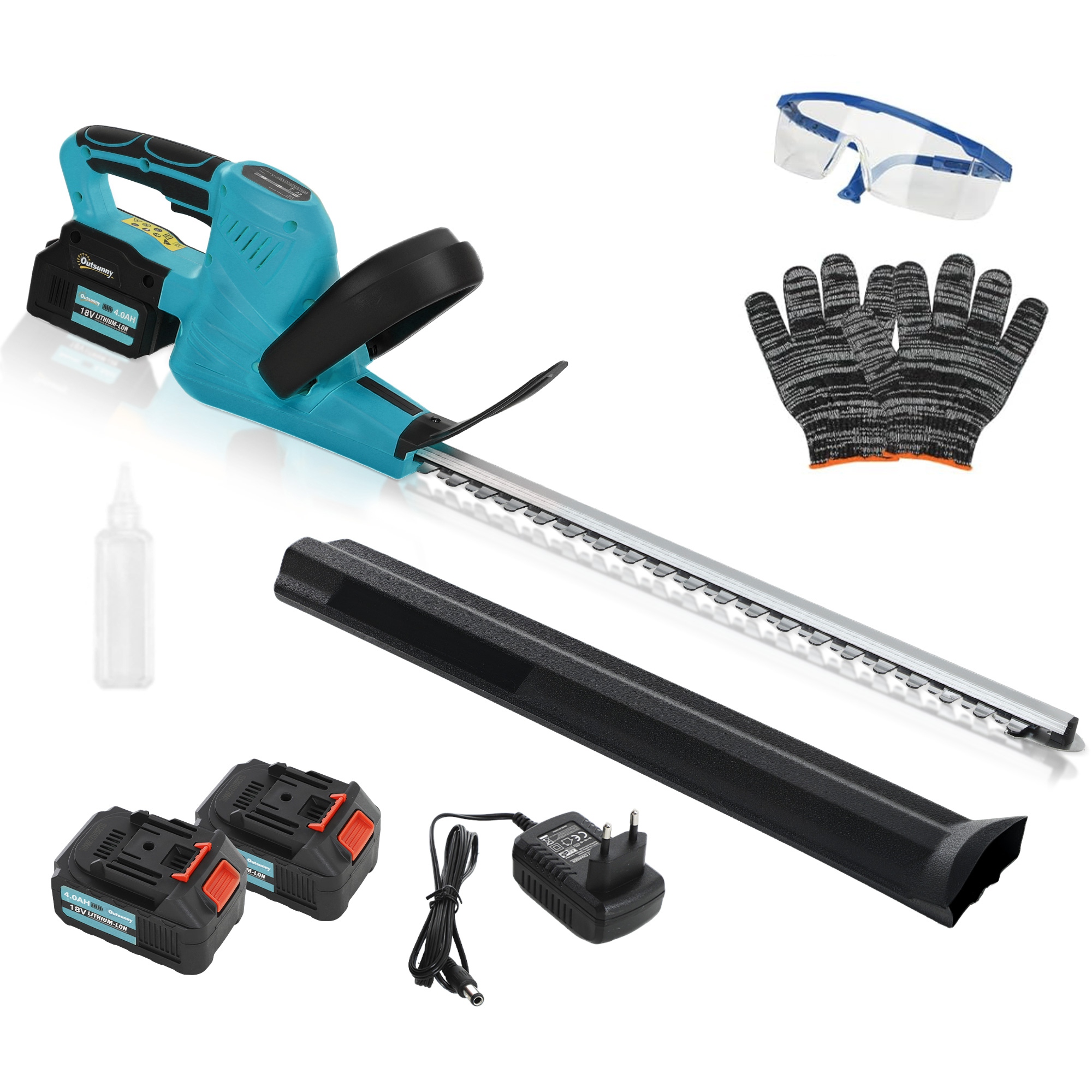 Elektro Heckenschere Akku Heckenschneider mit 51cm Schnittlänge Motor, Akku Blau