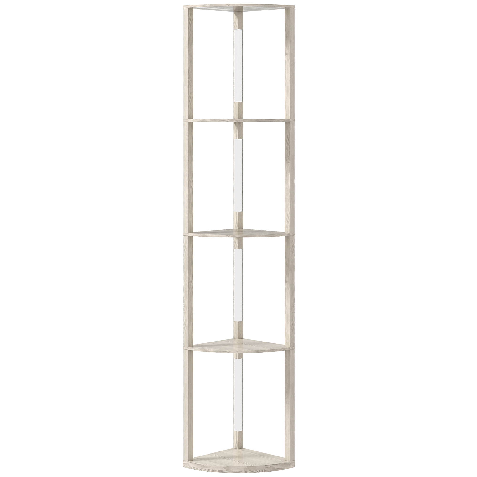 LED Standleuchte, Eckregal, dimmbar, 4 Ablagen, warmweißes Licht, 41x30x164cm, Eiche