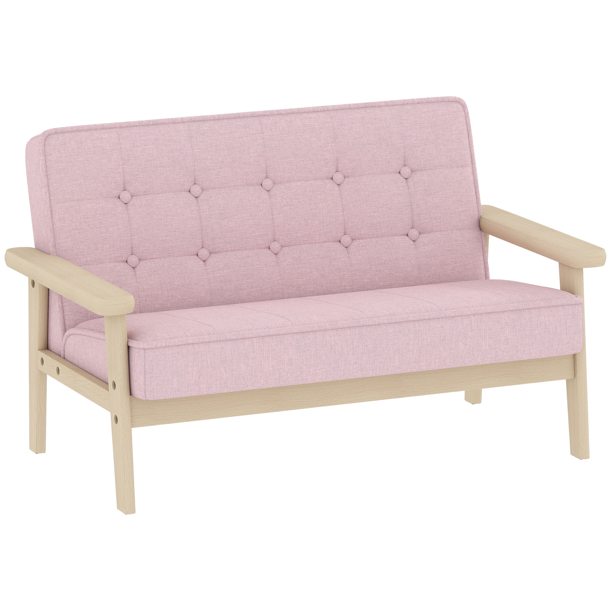 Kindersessel, Kindersofa mit Holzrahmen, Samtoptik, gepolstert, für Kinder von 3-15 Jahren Rosa
