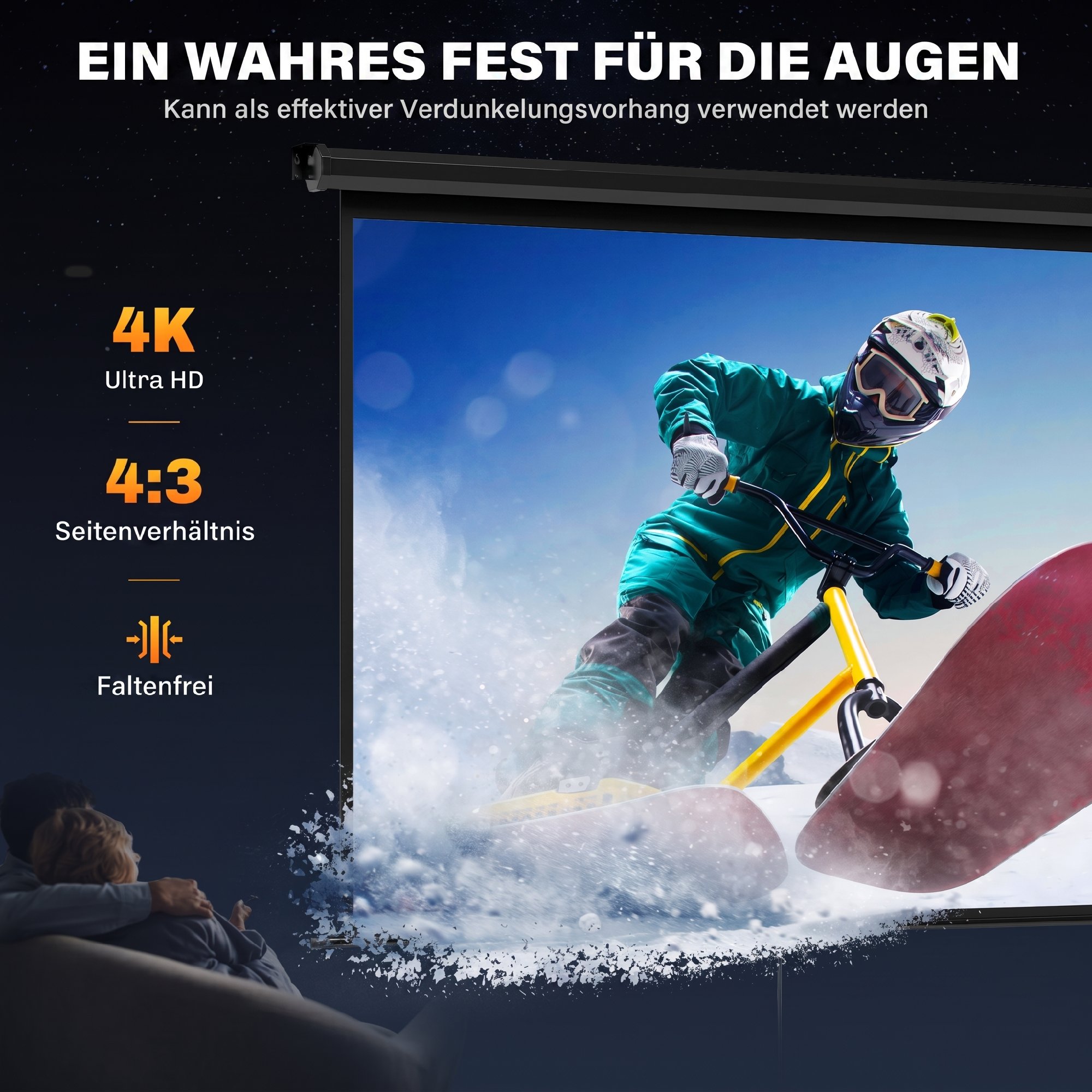 Beamer Leinwand 171 x 128 cm 84 Zoll 4:3 HD 4K Projektionsleinwand Kunststoff, Metall Heimkino