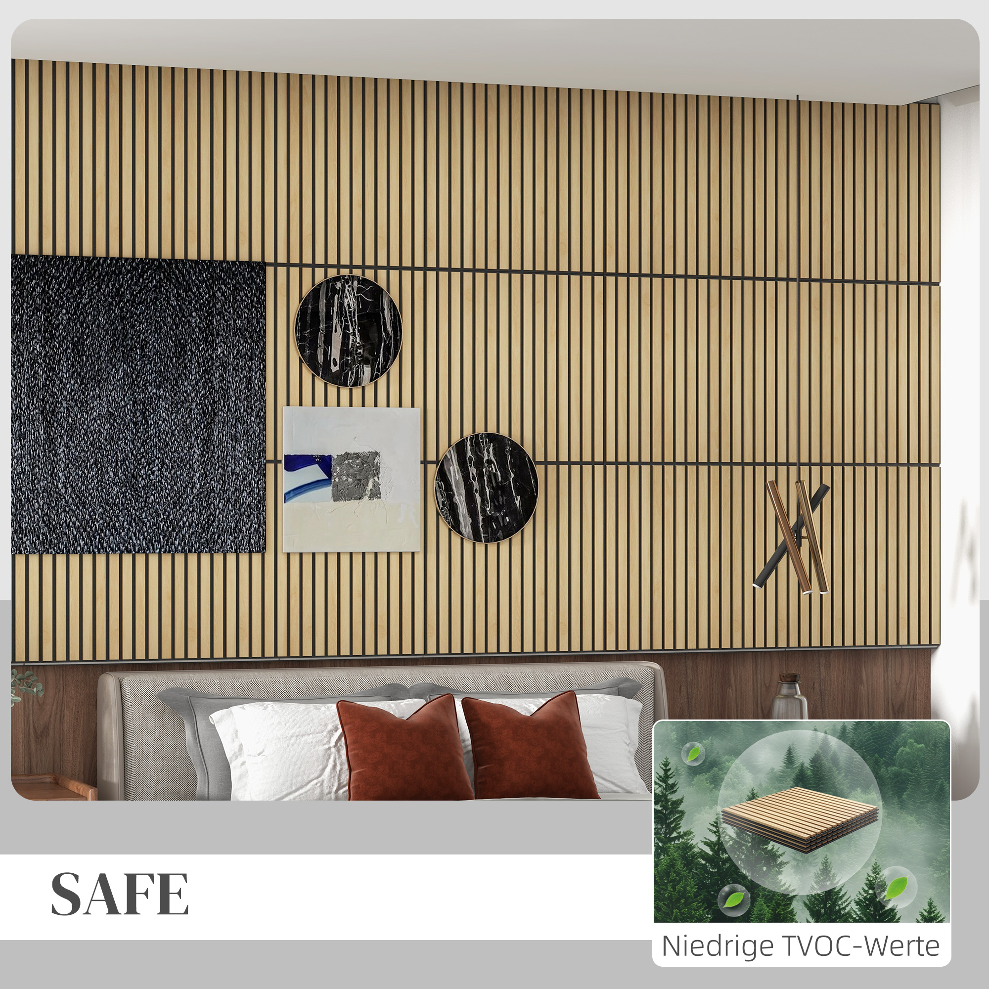 Akustikpaneel, Schallabsorption, DIY Lamellenwand, MDF & Polyester, einfache Installation, Eiche