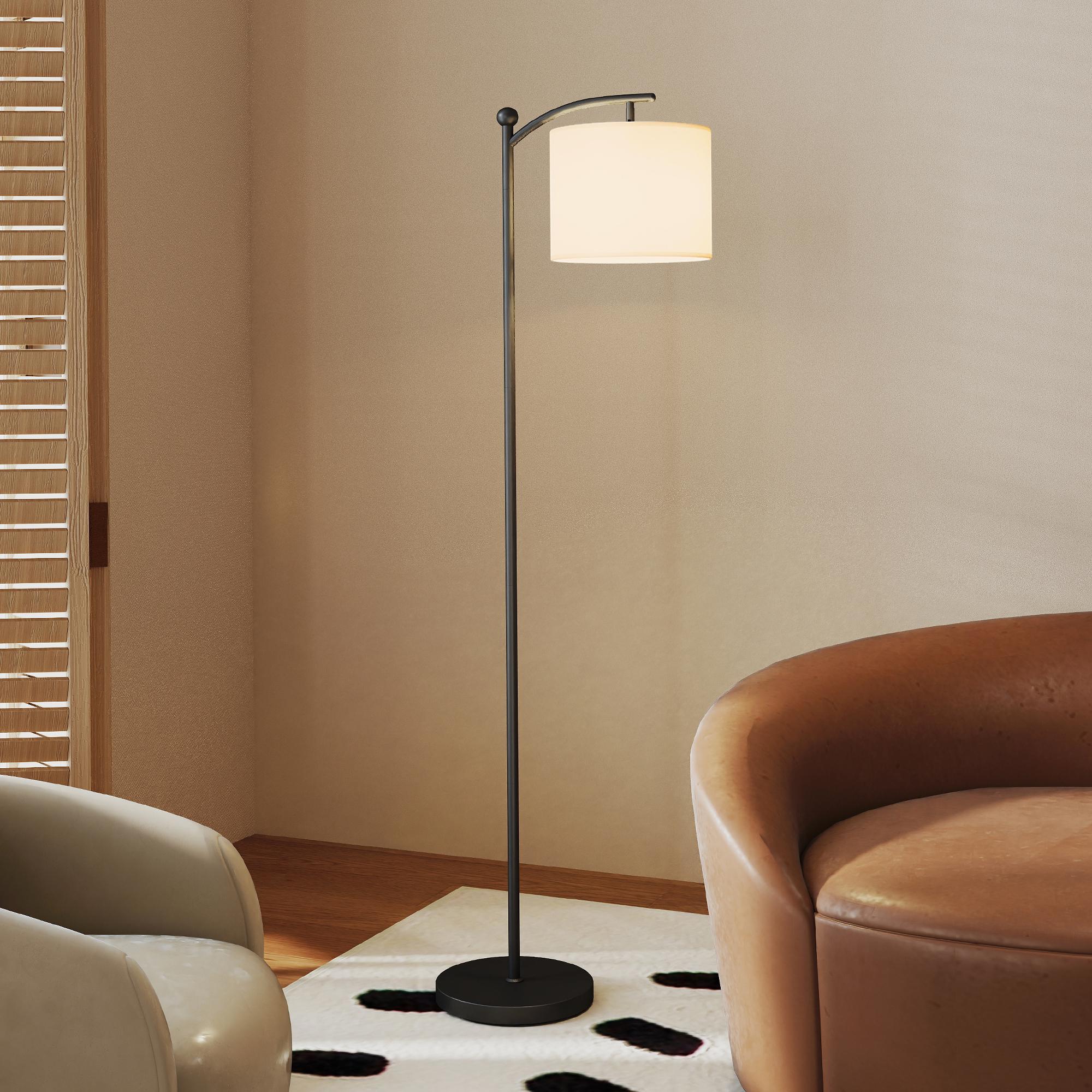 Stehlampe, verstellbare Lichtoptionen, Fußschalter, Fernbedienung, Metall, Schwarz