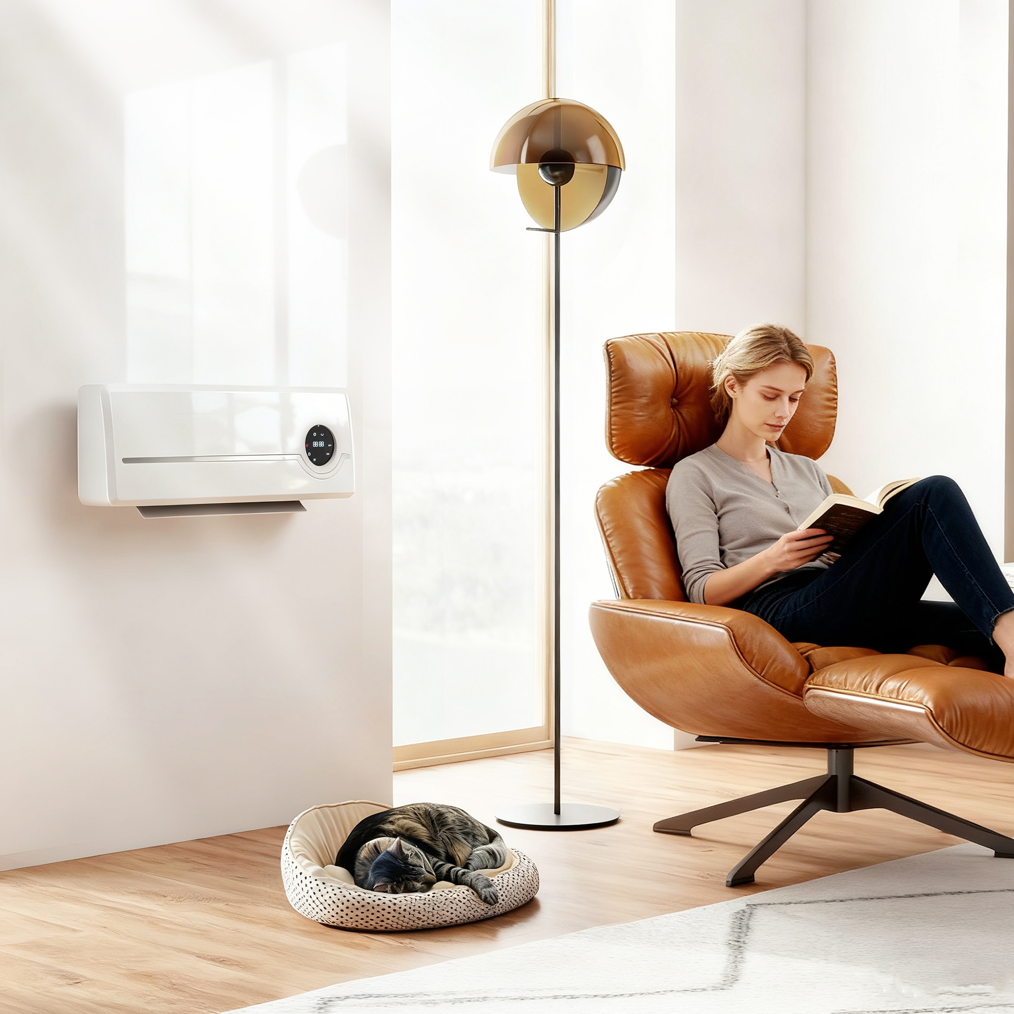 Heizlüfter zur Wandmontage 2000W Keramik-Wandheizung mit Ventilator, Fernbedienung, 2 Heizmodi, LED-Display