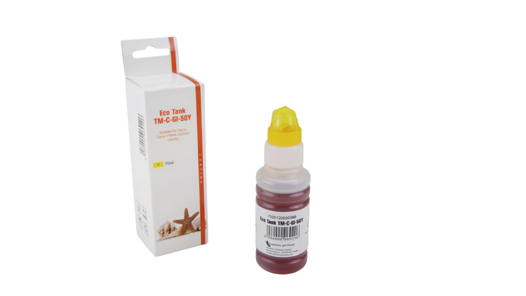 GI50Y Eco Tank Nachfüllflasche gelb für Canon / 3405C001 / 70ml GI50Y Eco Tank Nachfüllflasche gelb für Canon / 3405C001 / 70ml