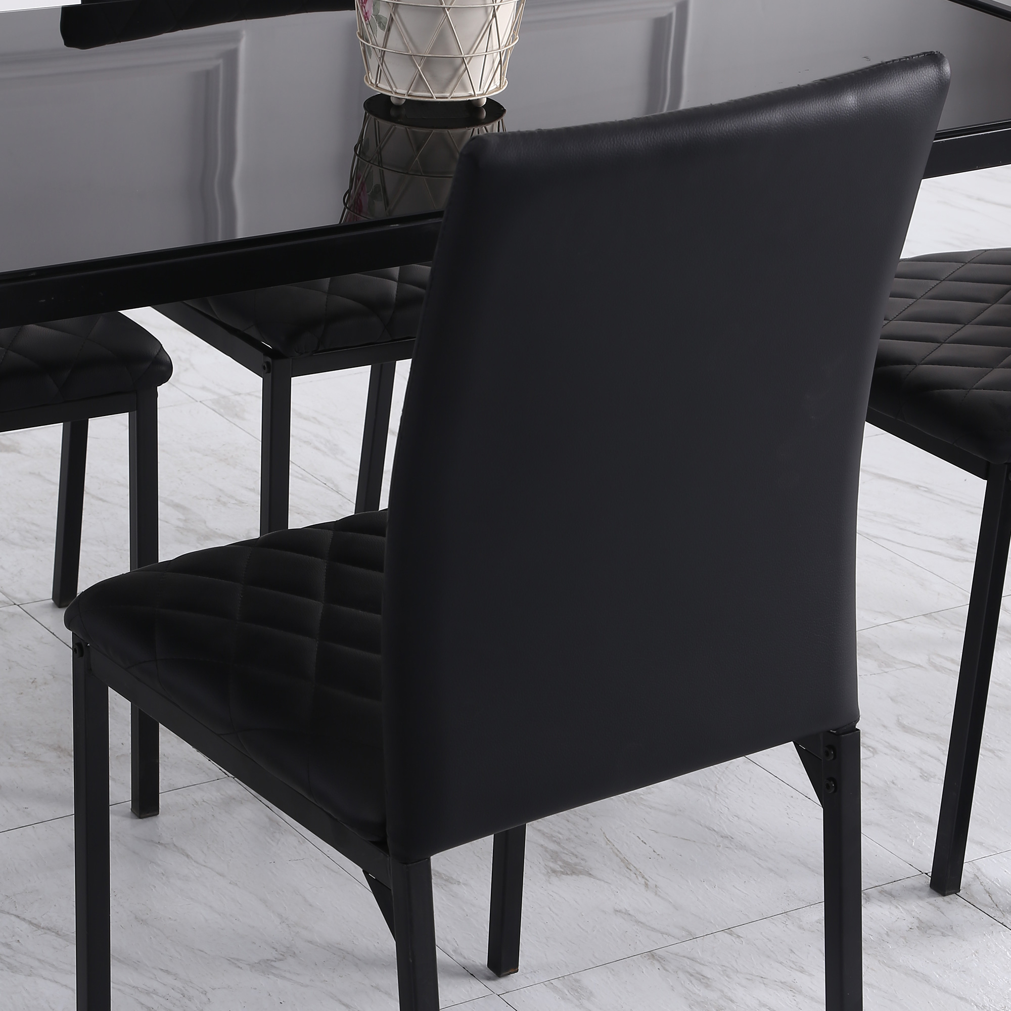 4er-Set Stühle Esszimmerstühle Küchenstühle 41 cm x 50 cm x 91 cm, Schwarz