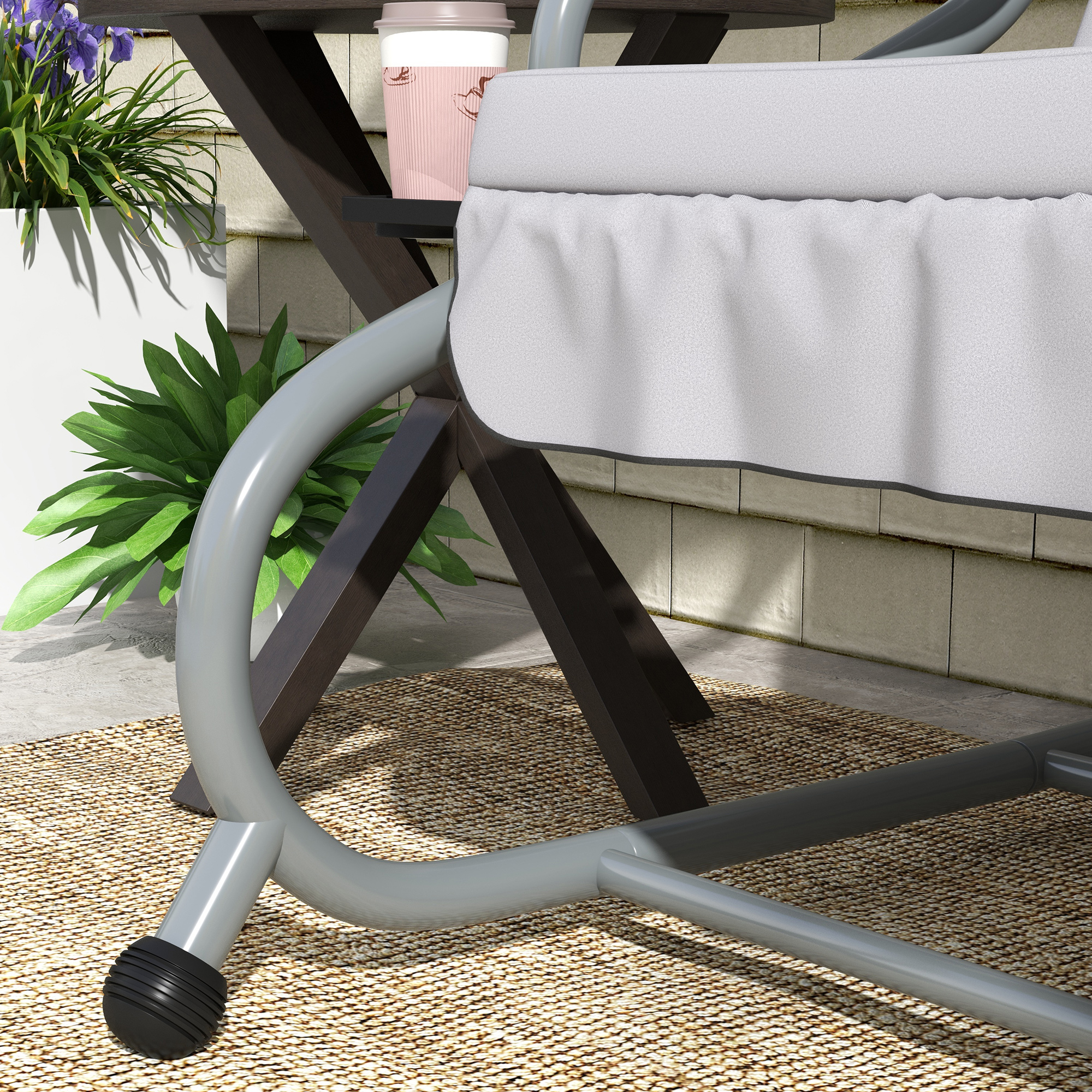 2-in-1 Hollywoodschaukel mit Liegefunktion, verstellbares Dach, bis 340 kg, Stahl, 200x120x164 cm, Grau