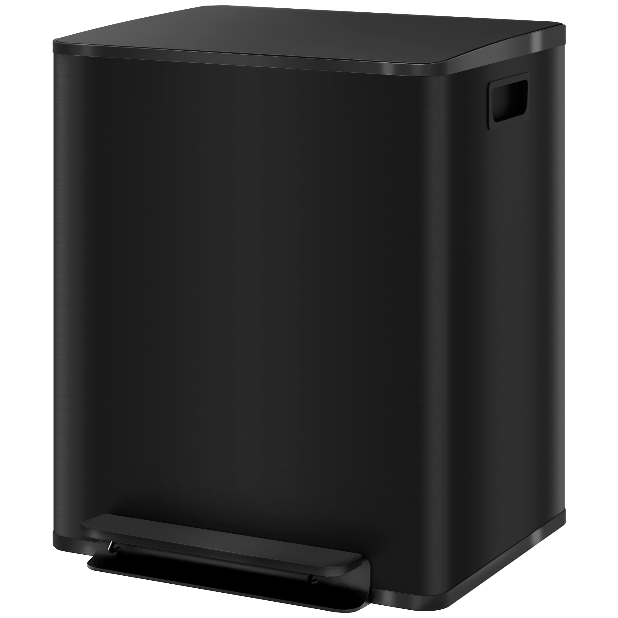 Mülleimer mit 2x25L Fächern, Soft-Close-Deckel, Fingerabdrucksicher, Edelstahl, Schwarz