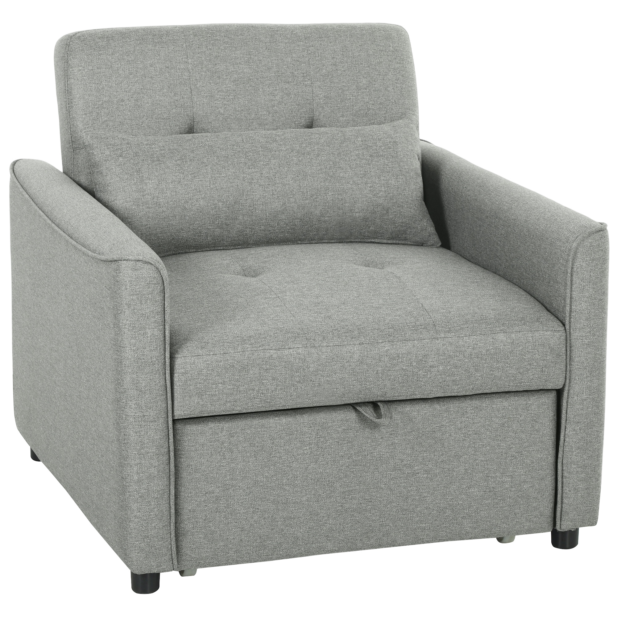 3-in-1 Schlafsessel, Ausziehbarer Sofa-Bett Sessel mit Verstellbarer Rückenlehne, Grau