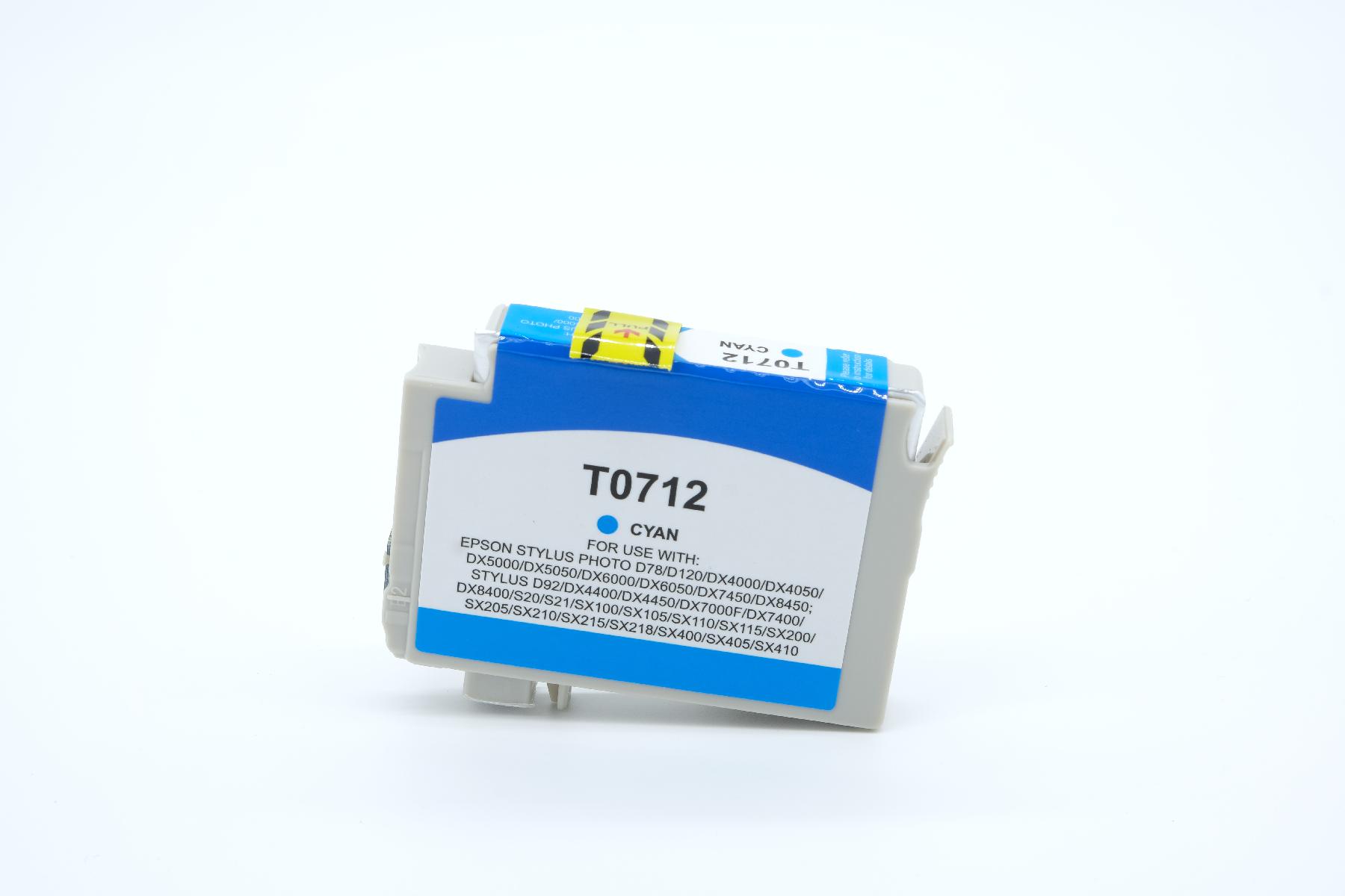 T0712 alternativ Tinte Cyan für Epson / C13T07124010 / 13ml T0712 alternativ Tinte Cyan für Epson / C13T07124010 / 13ml