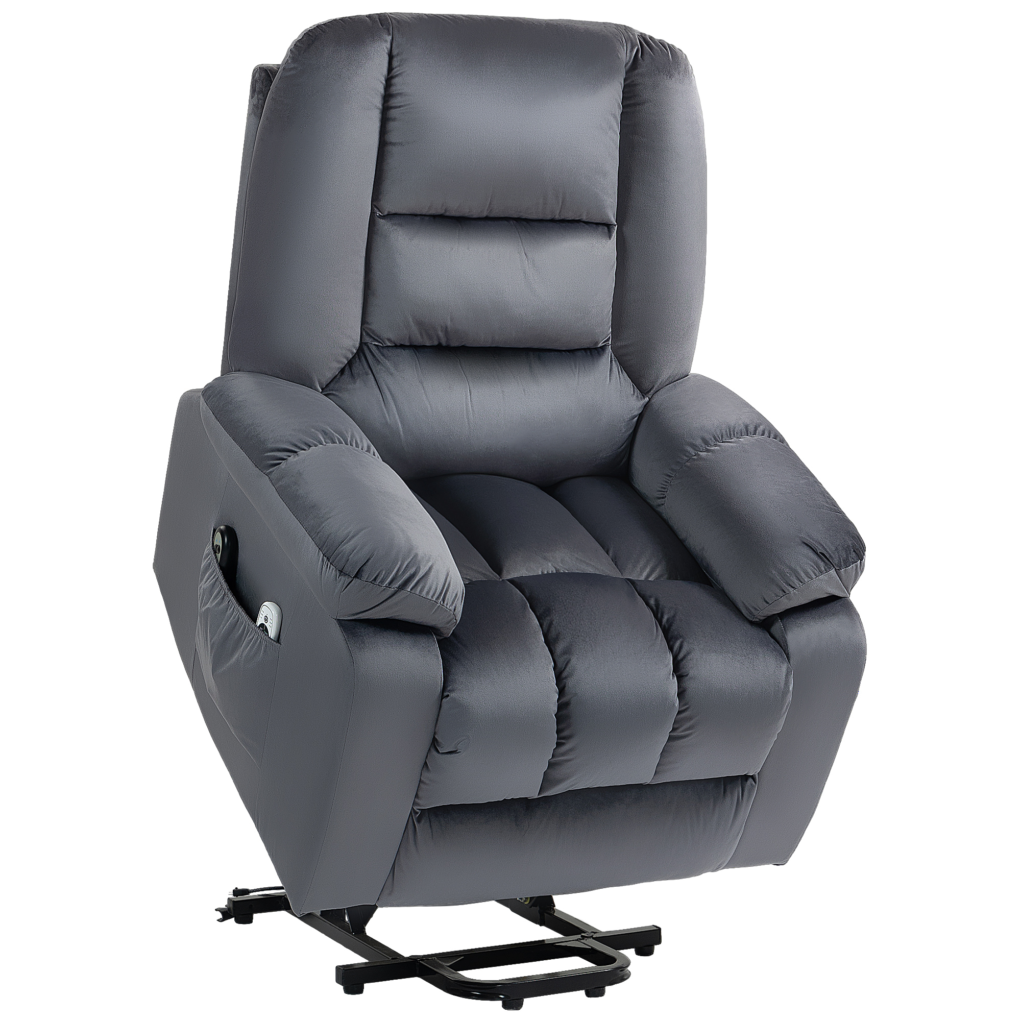Massagesessel Aufstehhilfe Seniorensessel Relaxsessel, 8 Massagepunkte, 2 Seitentaschen, 85 cm x 94 cm x 107cm, Grau