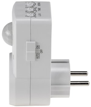 Zwischenstecker mit Bewegungsmelder / 120°, 9m Reichweite , 230V/1200W, weiß