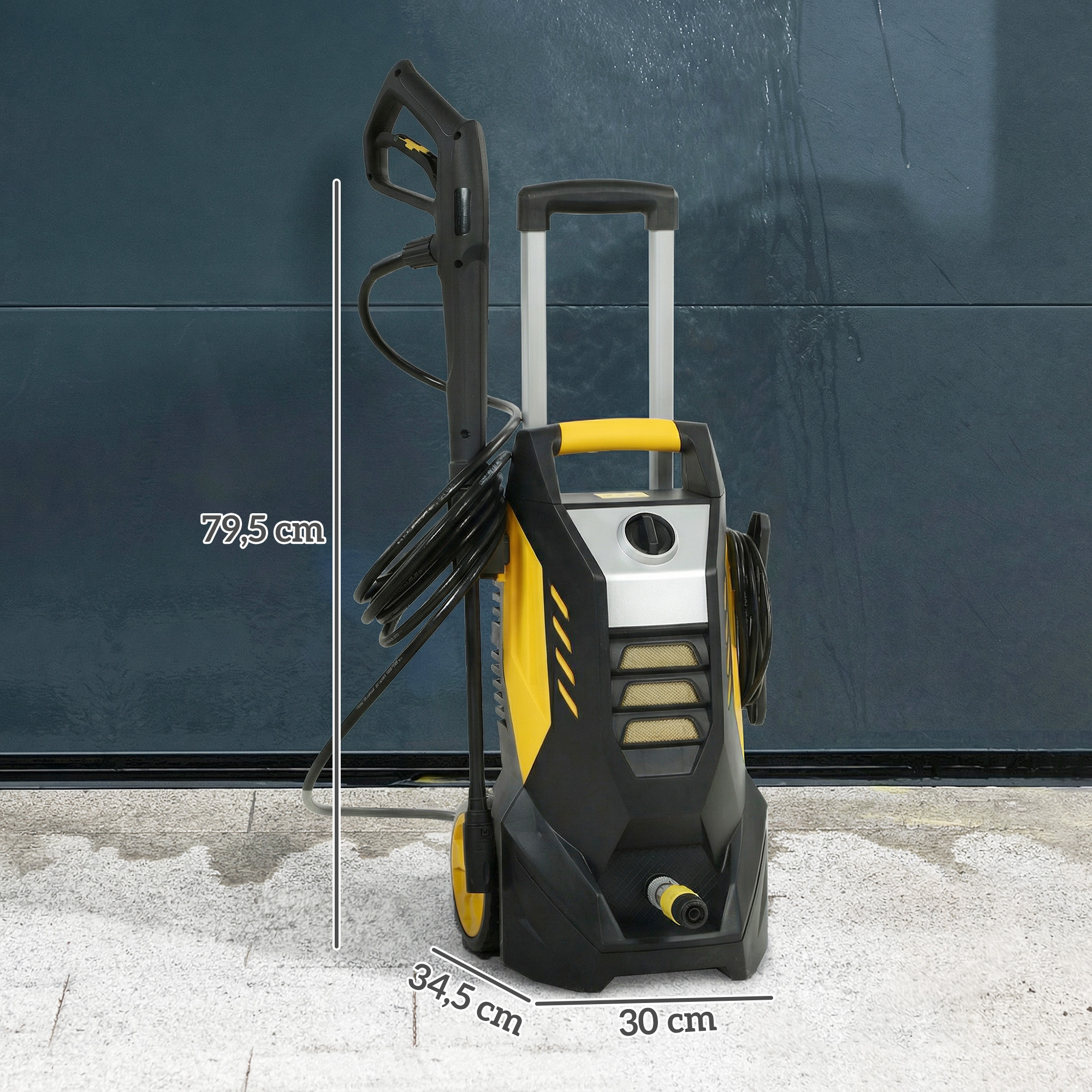 Hochdruckreiniger mit Aluminiumpumpe, 135 bar Maximaldruck 1800W Leistung 540 L/h 5m Schlauch, verstellbare Düse & Griffe