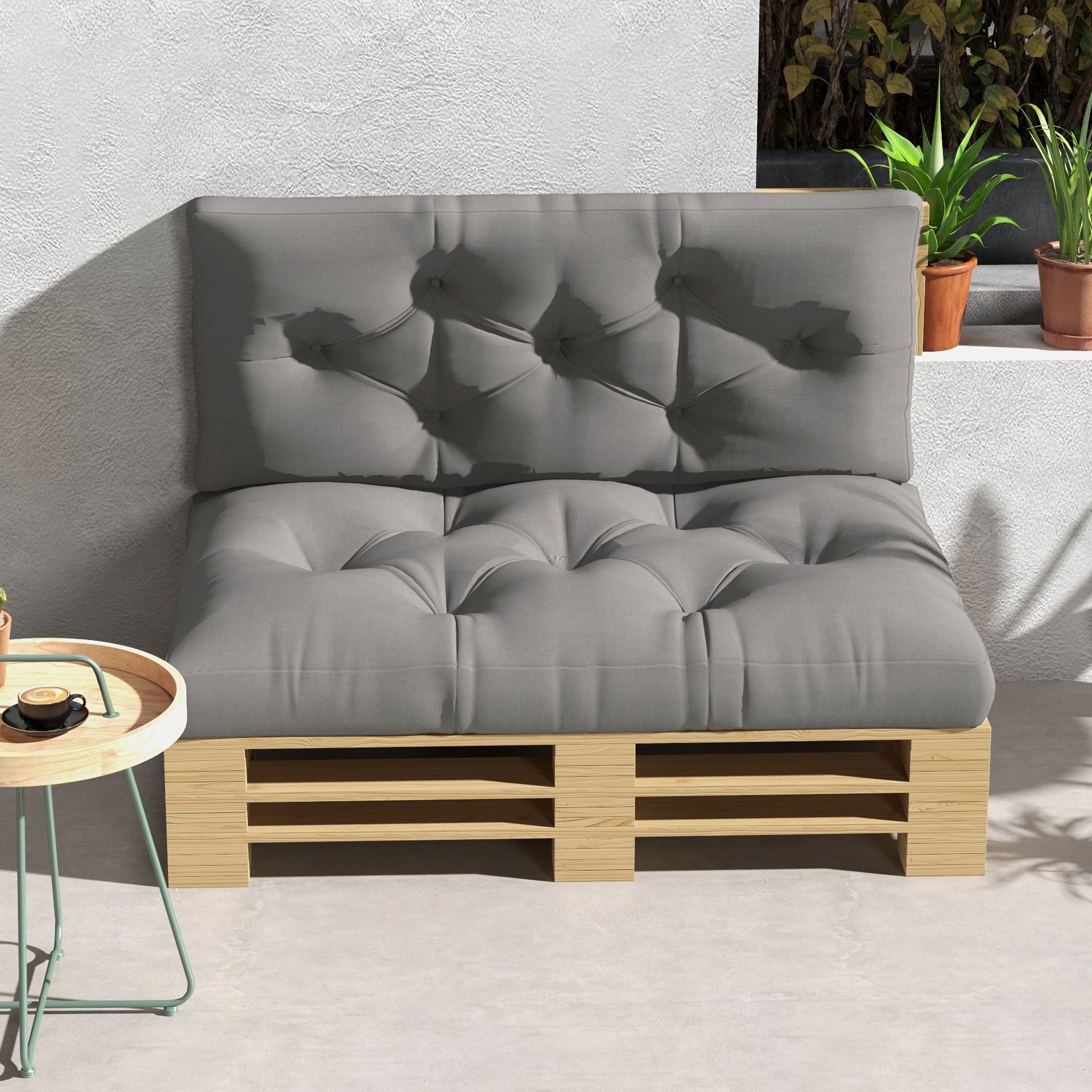 Sitzpolster Sitzkissen Polsterauflage, mit Knopfheftung, 120 x 80 x 12 cm, Grau