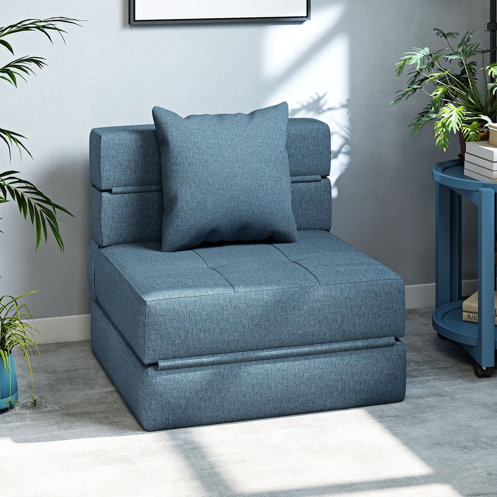Schlafsessel Relaxsessel Gästebett. abnehmbarer Bezug, 70 cm x 70 cm x 61 cm, Dunkelblau
