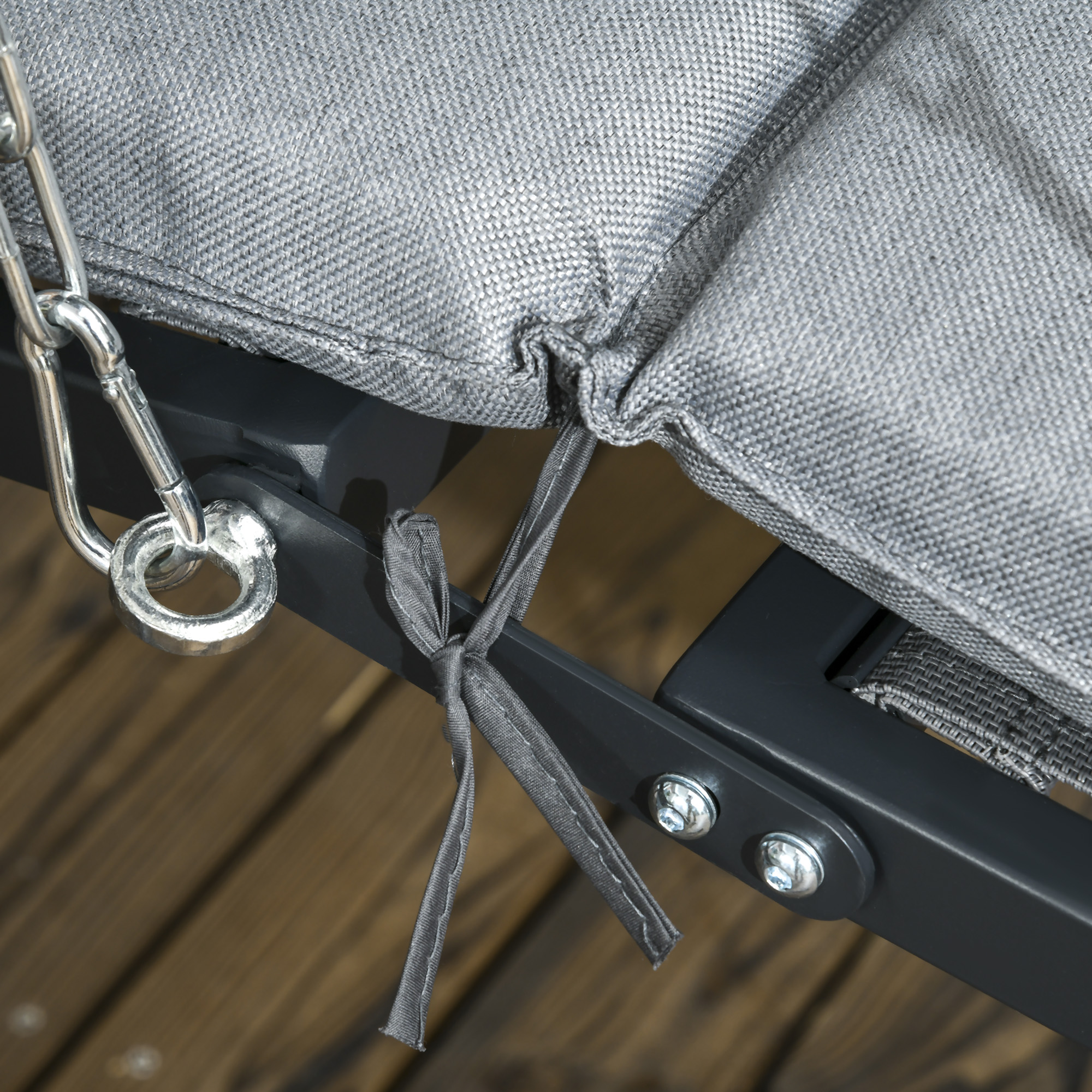 Hängeliege, neigbares Dach, inkl. Sitzauflage, Kopfkissen, Stahlrahmen, dunkelgrau, 108 x 145 x 169 cm