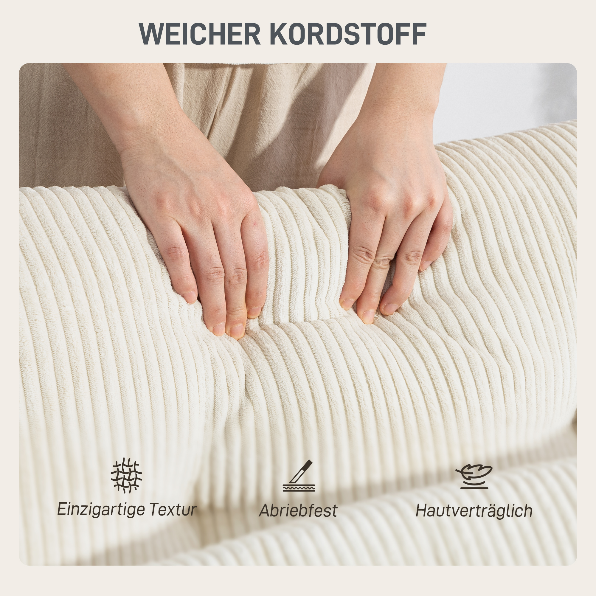 Sofa-Bett mit Kissen, Schaumstoff, zum Bett umwandelbar, Becherhalter,  Cremeweiß