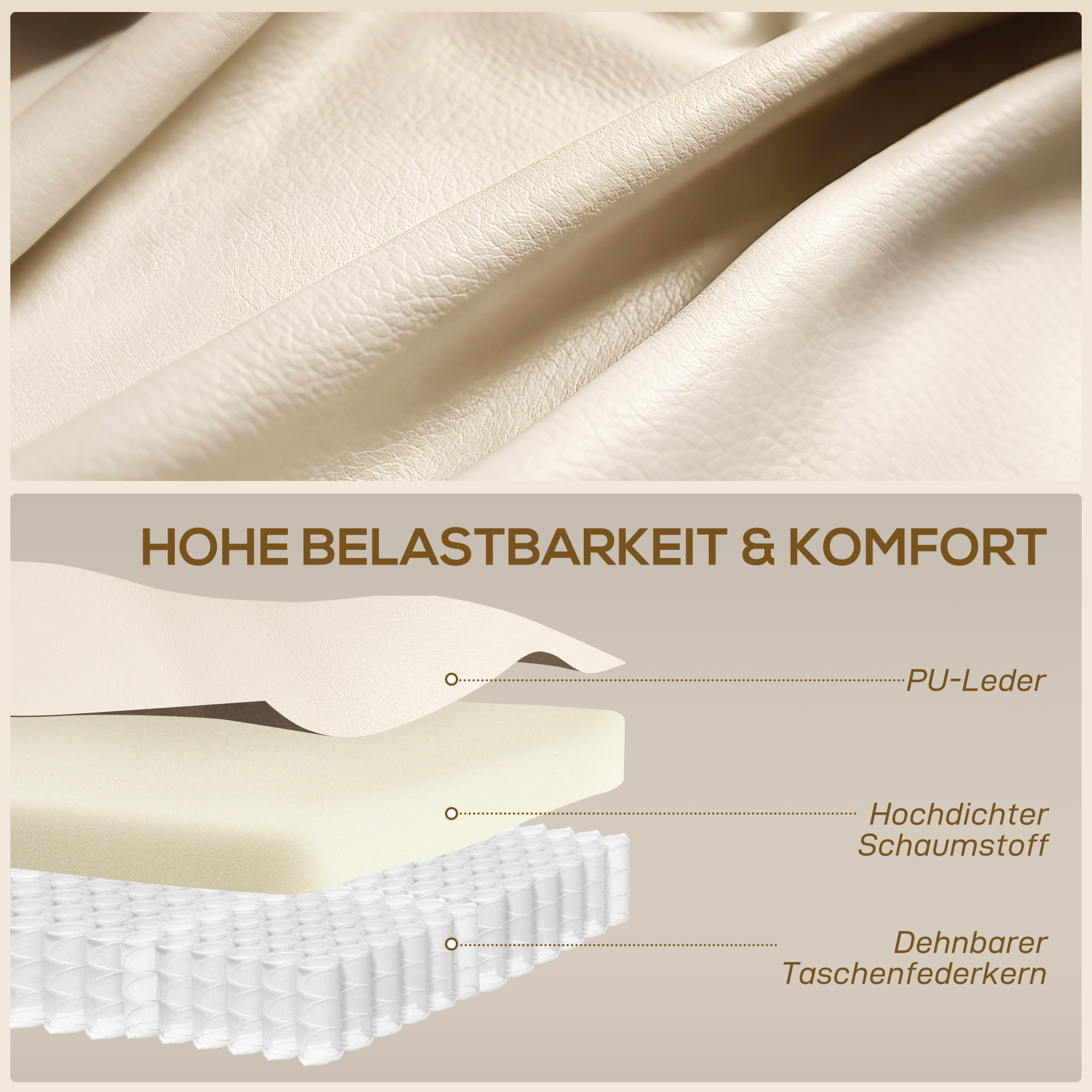 Massagesessel mit Wipp-, Liege- & Wärmefunktion, 3 Modi, drehbar, Cremeweiß