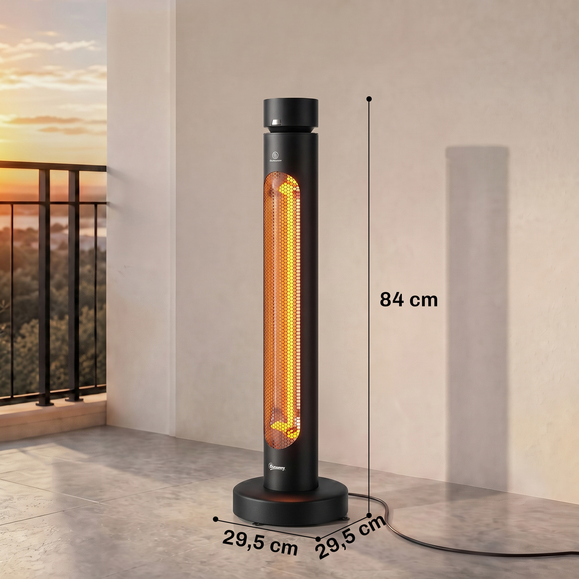 Infrarot Heizstrahler 2000W Carbonfaser oszillierender Standheizstrahler mit Fernbedienung 8 Heizstufen Schutzhülle