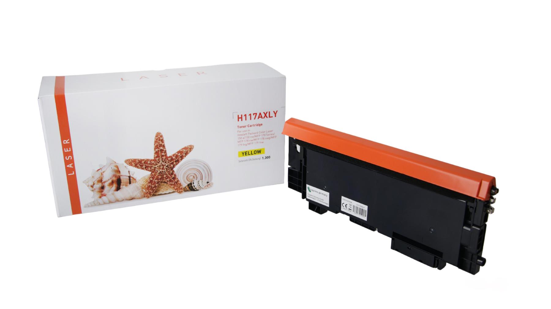 117AXLY mit Chip alternativ Toner gelb für HP / W2072A / 1.300 Seiten