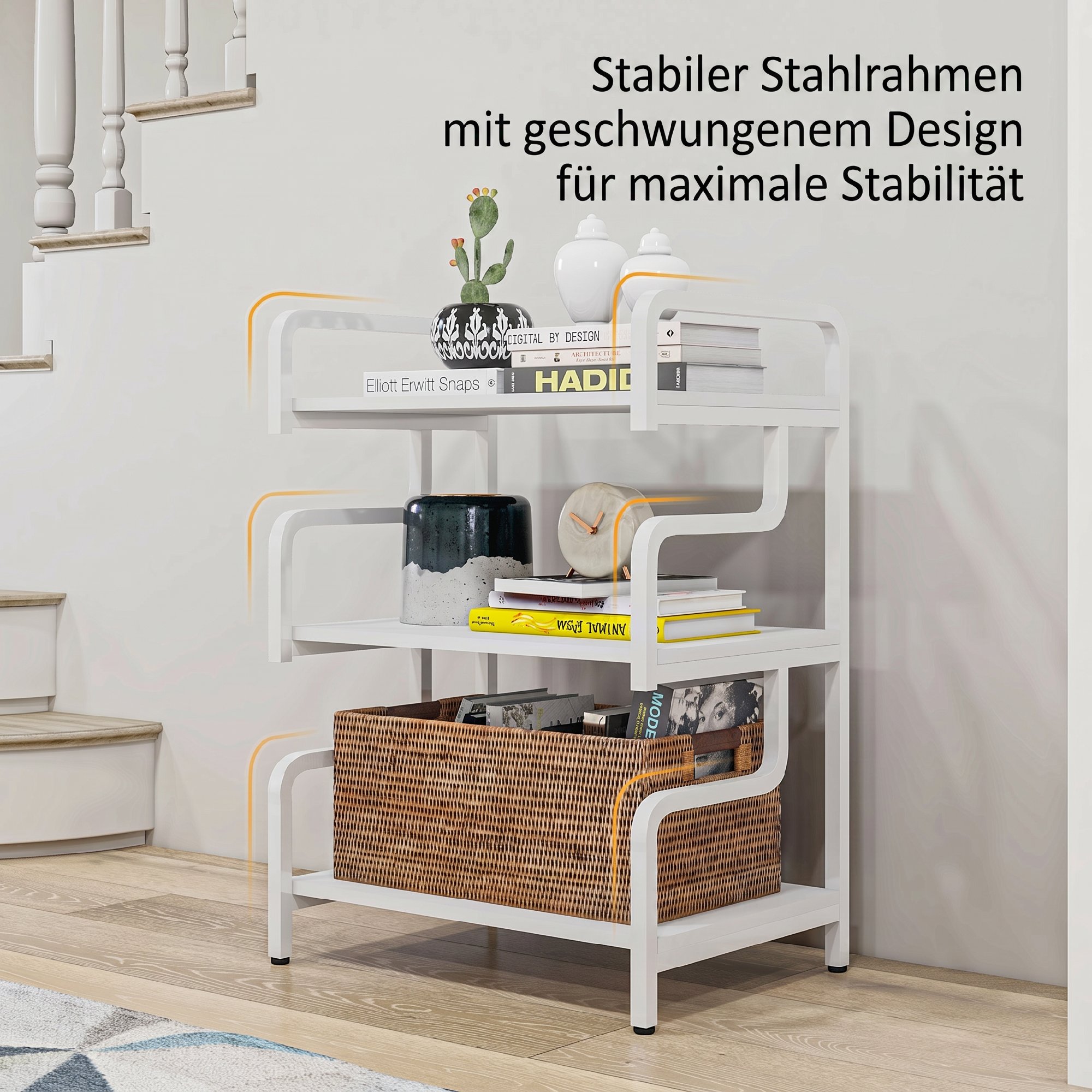 Druckerständer Druckertisch mit 3 Ebenen und Stauraum, 55 x 40 x 77cm
