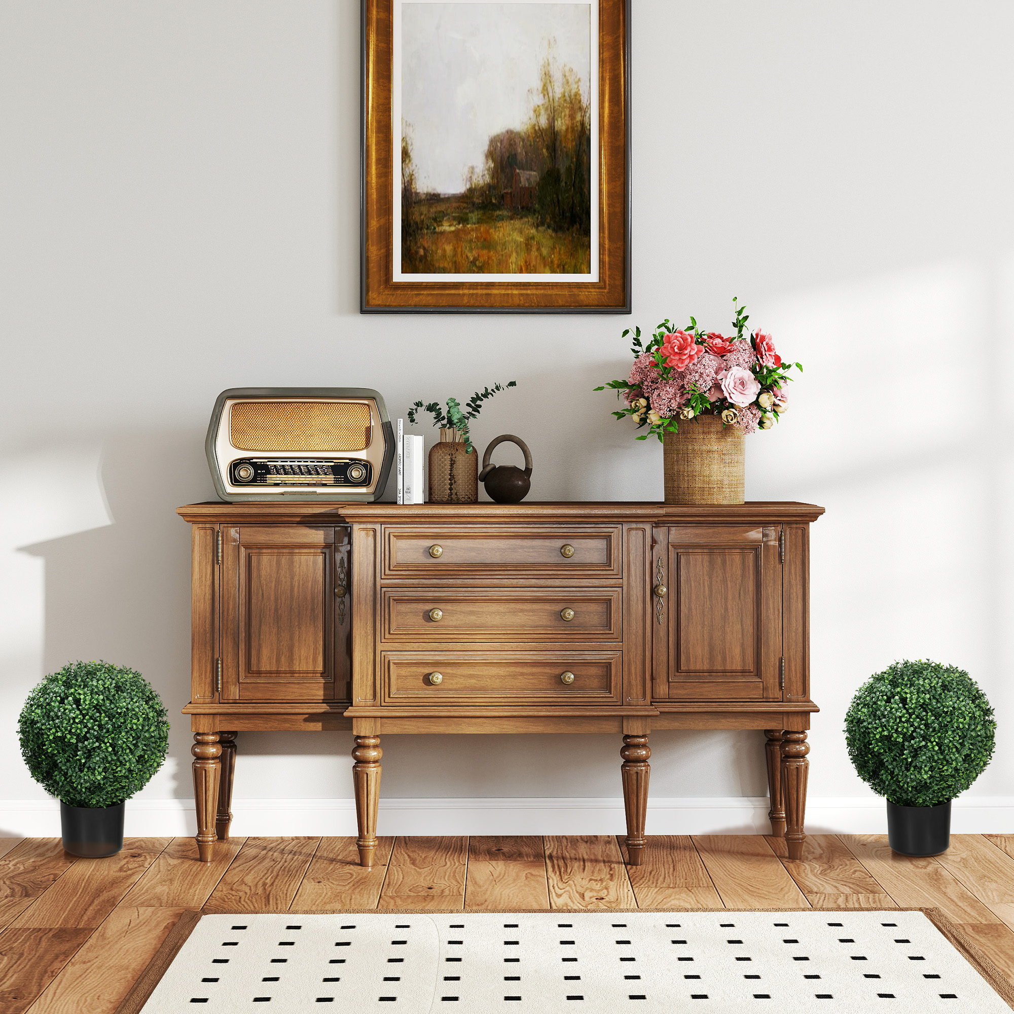 Buchsbaum Kunstpflanze, Kugelförmig, 52x40 cm, Grün